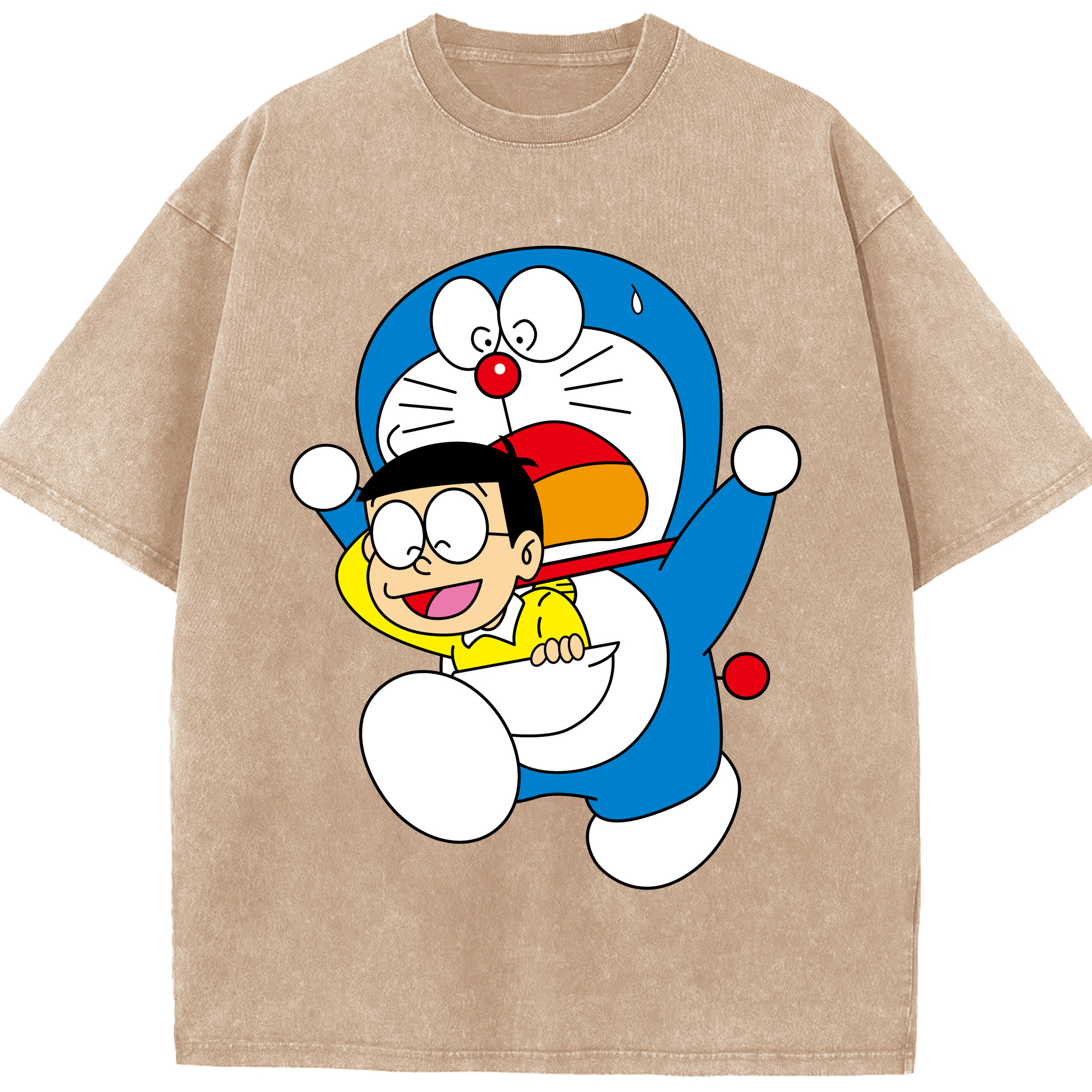 （画像用） ドラえもん Doraemon 綿100% ヴィンテージ風 半袖Tシャツ（フロントプリント）