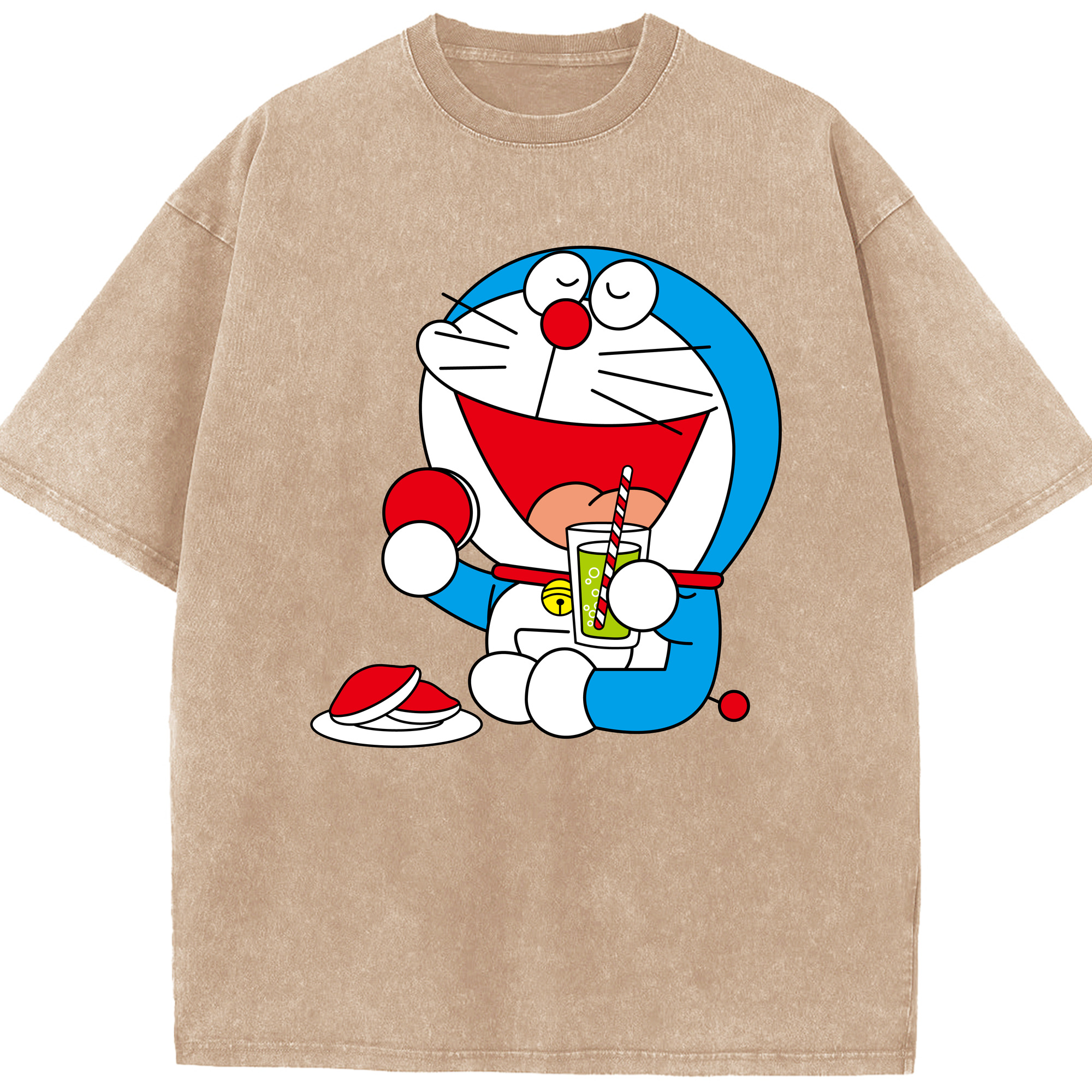 （画像用） ドラえもん Doraemon 綿100% ヴィンテージ風 半袖Tシャツ（フロントプリント）