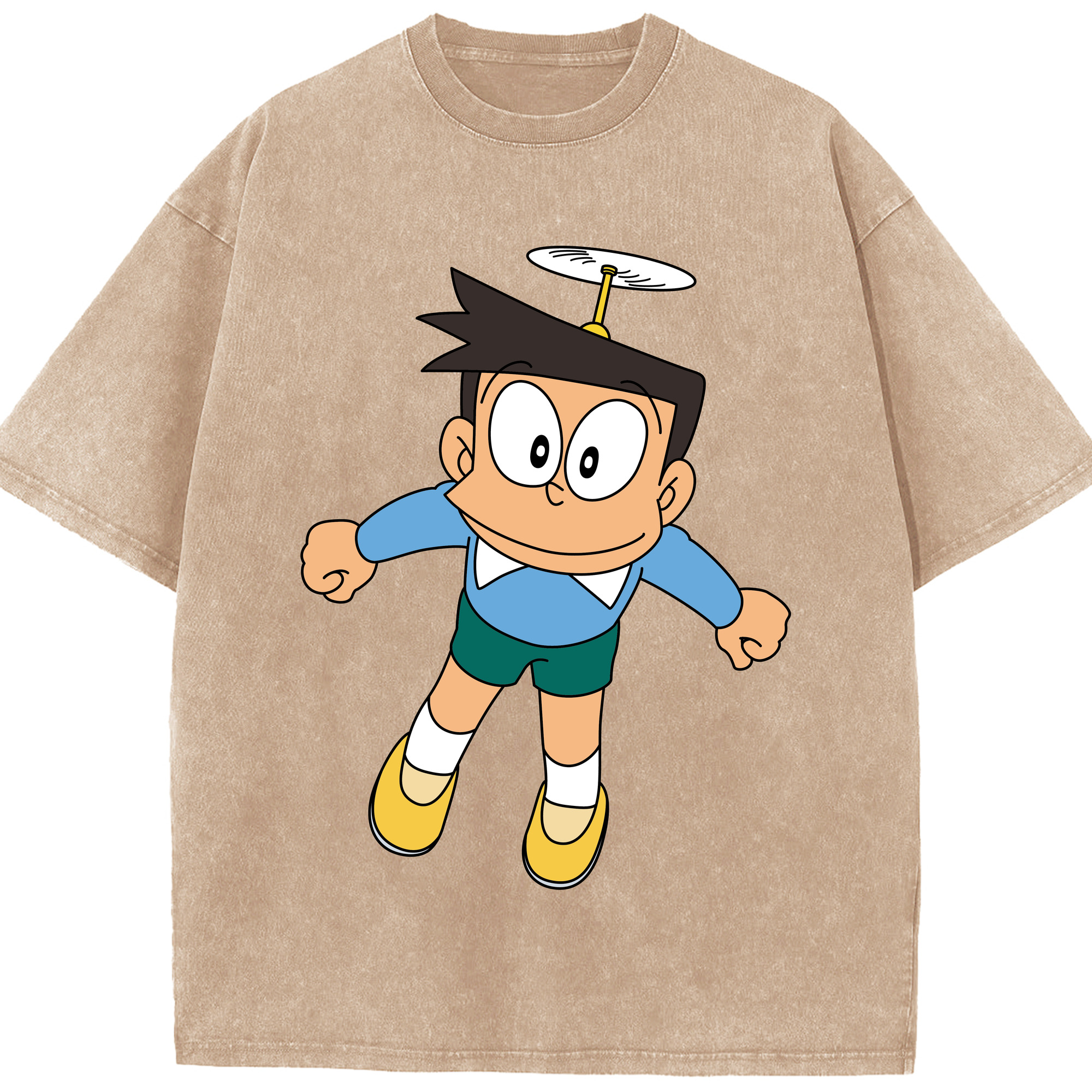 （画像用） ドラえもん 骨川 スネ夫 Doraemon Honekawa Suneo 綿100% ヴィンテージ風 半袖Tシャツ（フロントプリント）