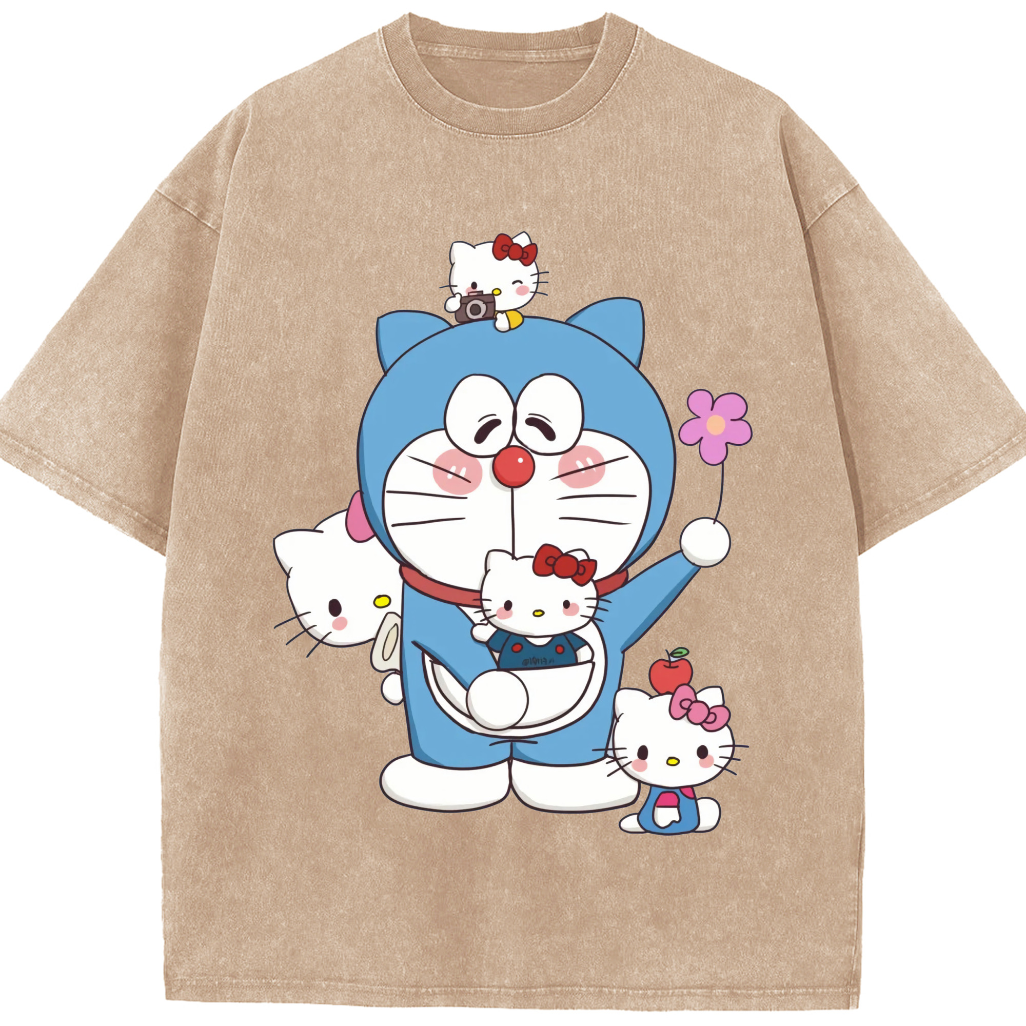 （画像用） ドラえもん Doraemon 綿100% ヴィンテージ風 半袖Tシャツ（フロントプリント）