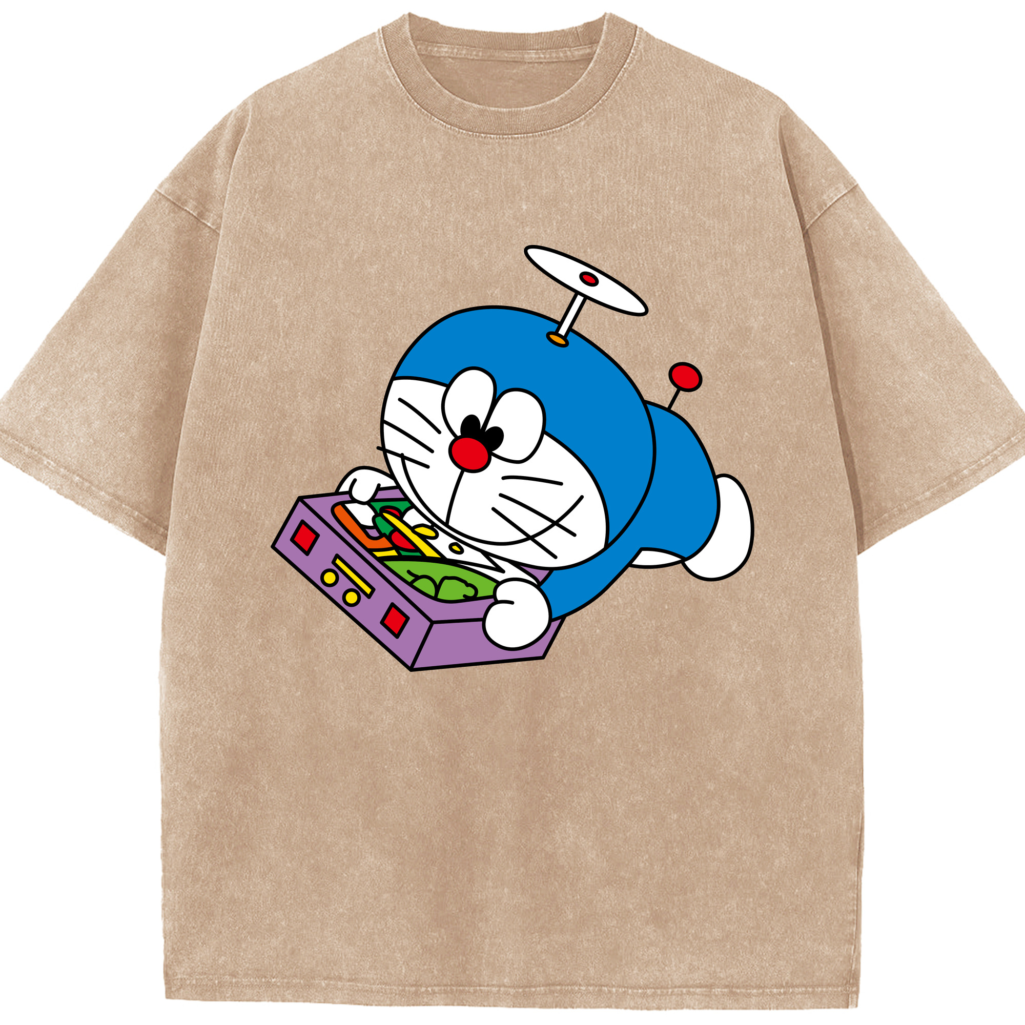 （画像用） ドラえもん Doraemon 綿100% ヴィンテージ風 半袖Tシャツ（フロントプリント）