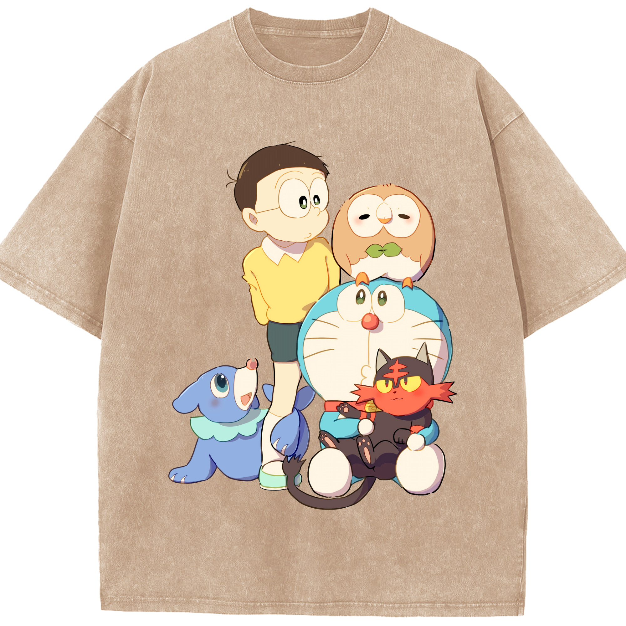 （画像用） ドラえもん Doraemon 綿100% ヴィンテージ風 半袖Tシャツ（フロントプリント）