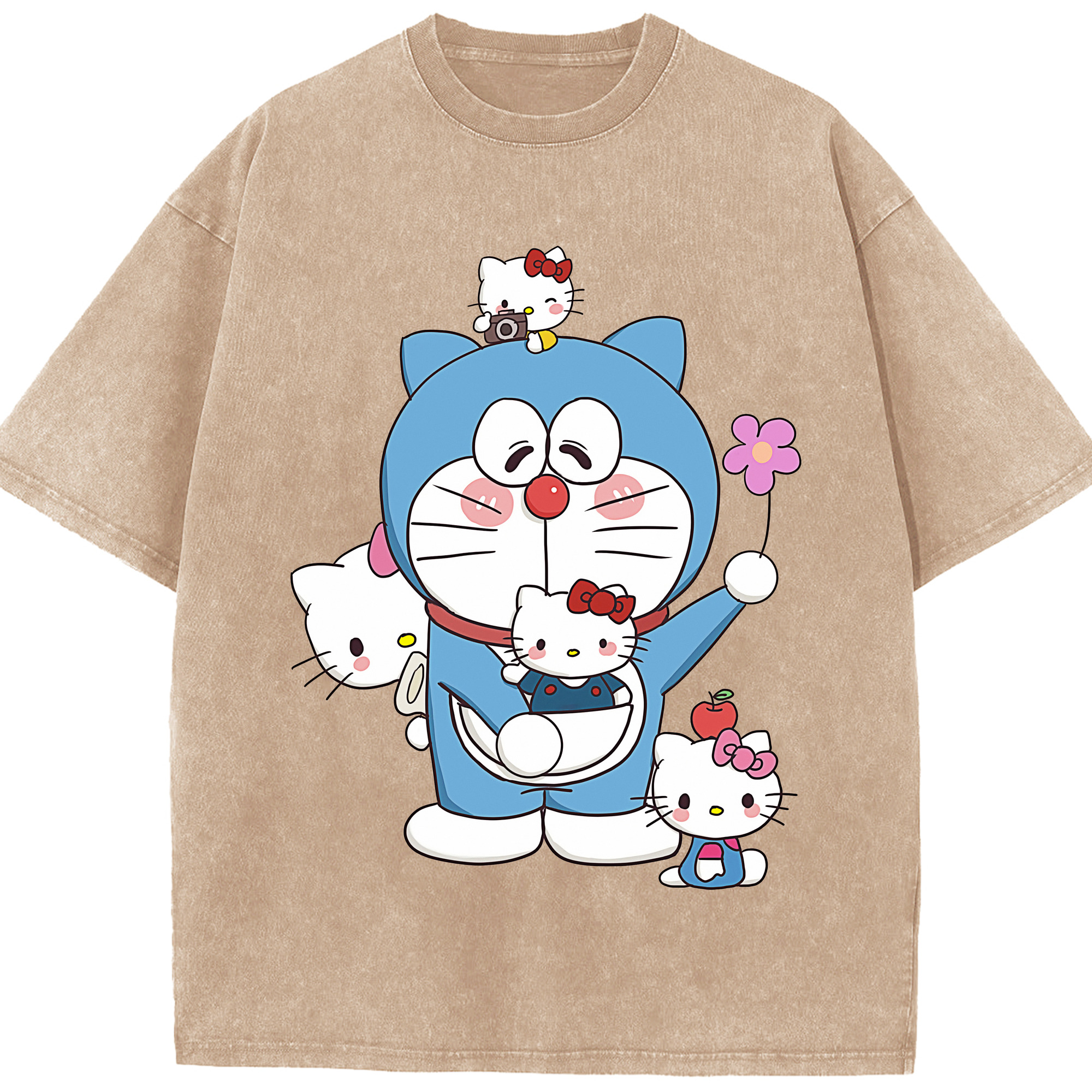 （画像用） ドラえもん Doraemon 綿100% ヴィンテージ風 半袖Tシャツ（フロントプリント）