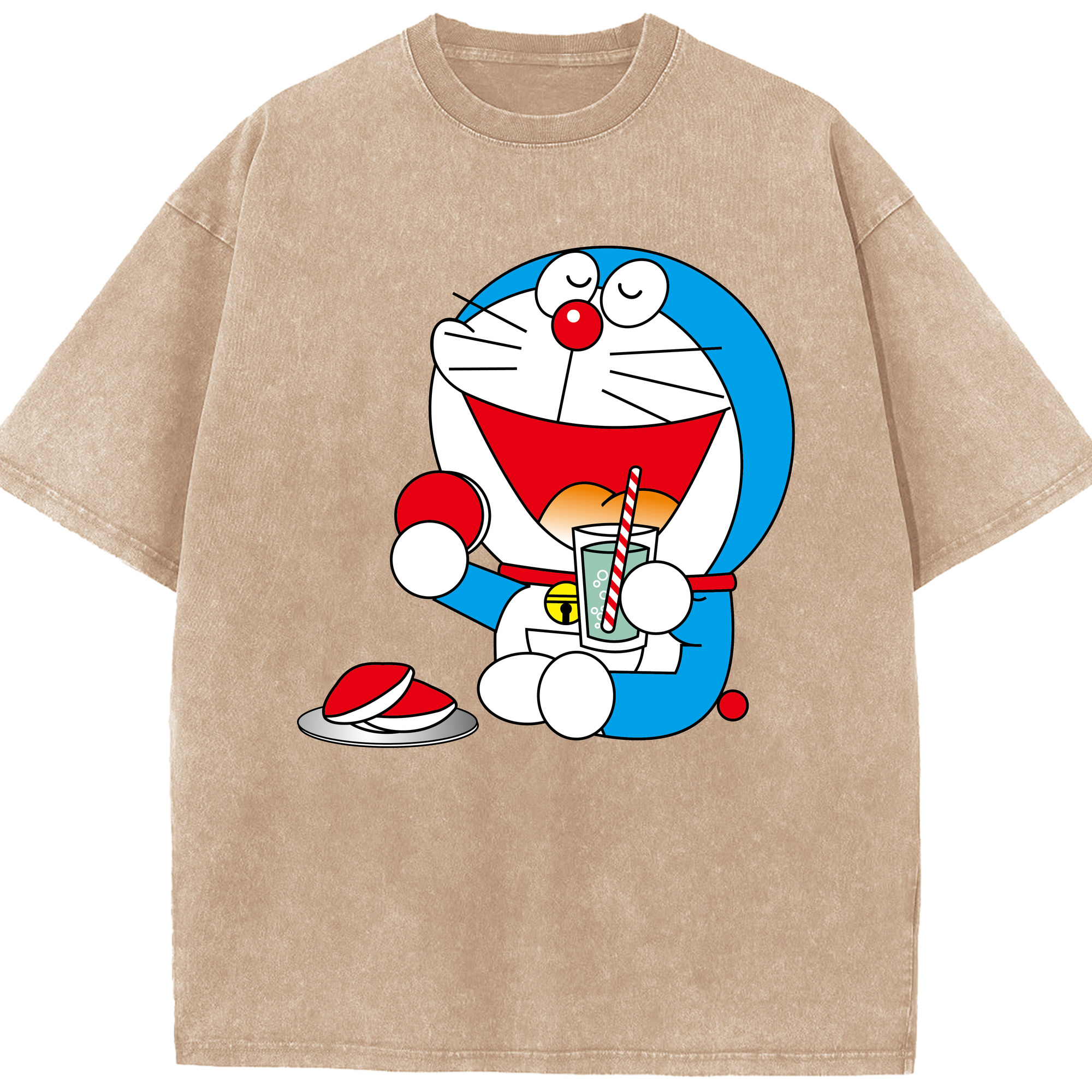 （画像用） ドラえもん Doraemon 綿100% ヴィンテージ風 半袖Tシャツ（フロントプリント）