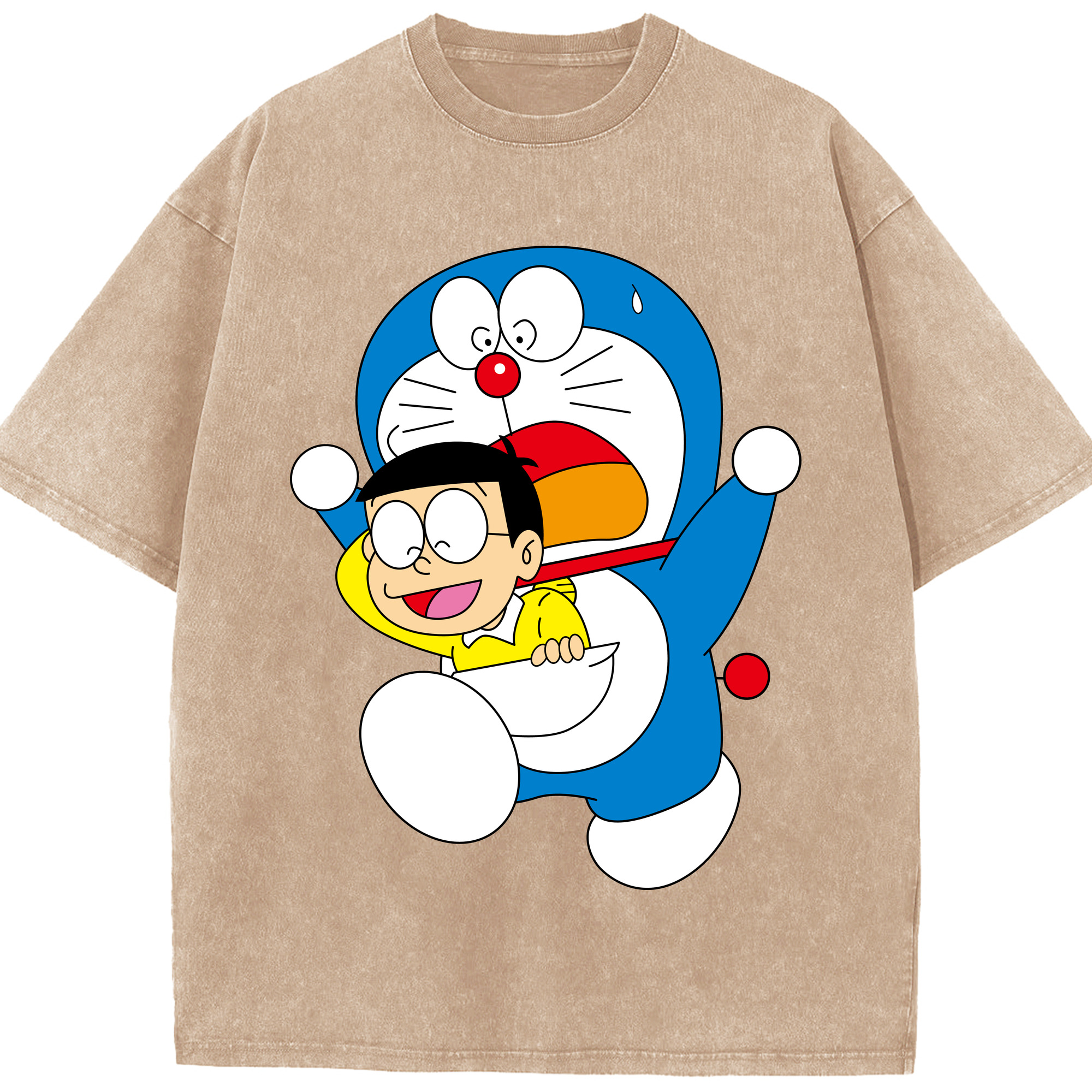 （画像用） ドラえもん Doraemon 綿100% ヴィンテージ風 半袖Tシャツ（フロントプリント）
