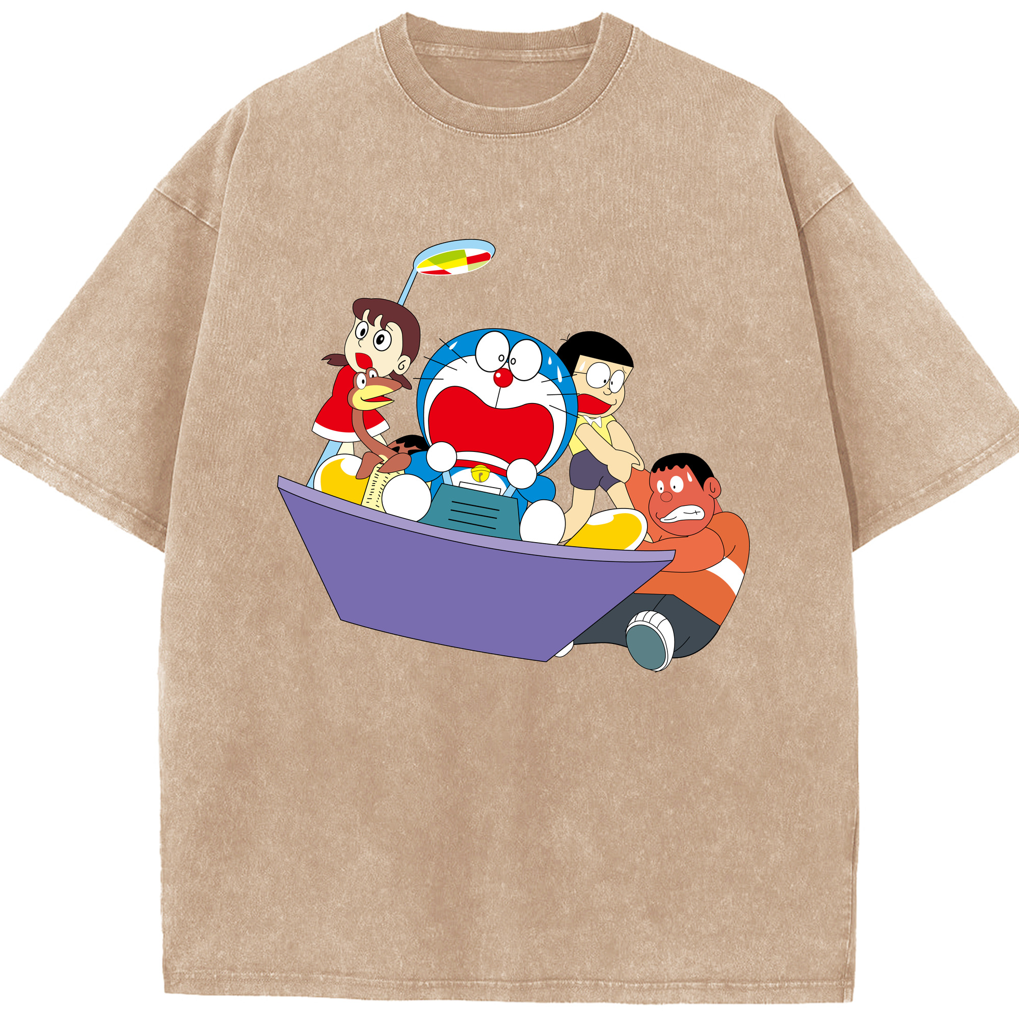 （画像用） ドラえもん Doraemon 綿100% ヴィンテージ風 半袖Tシャツ（フロントプリント）