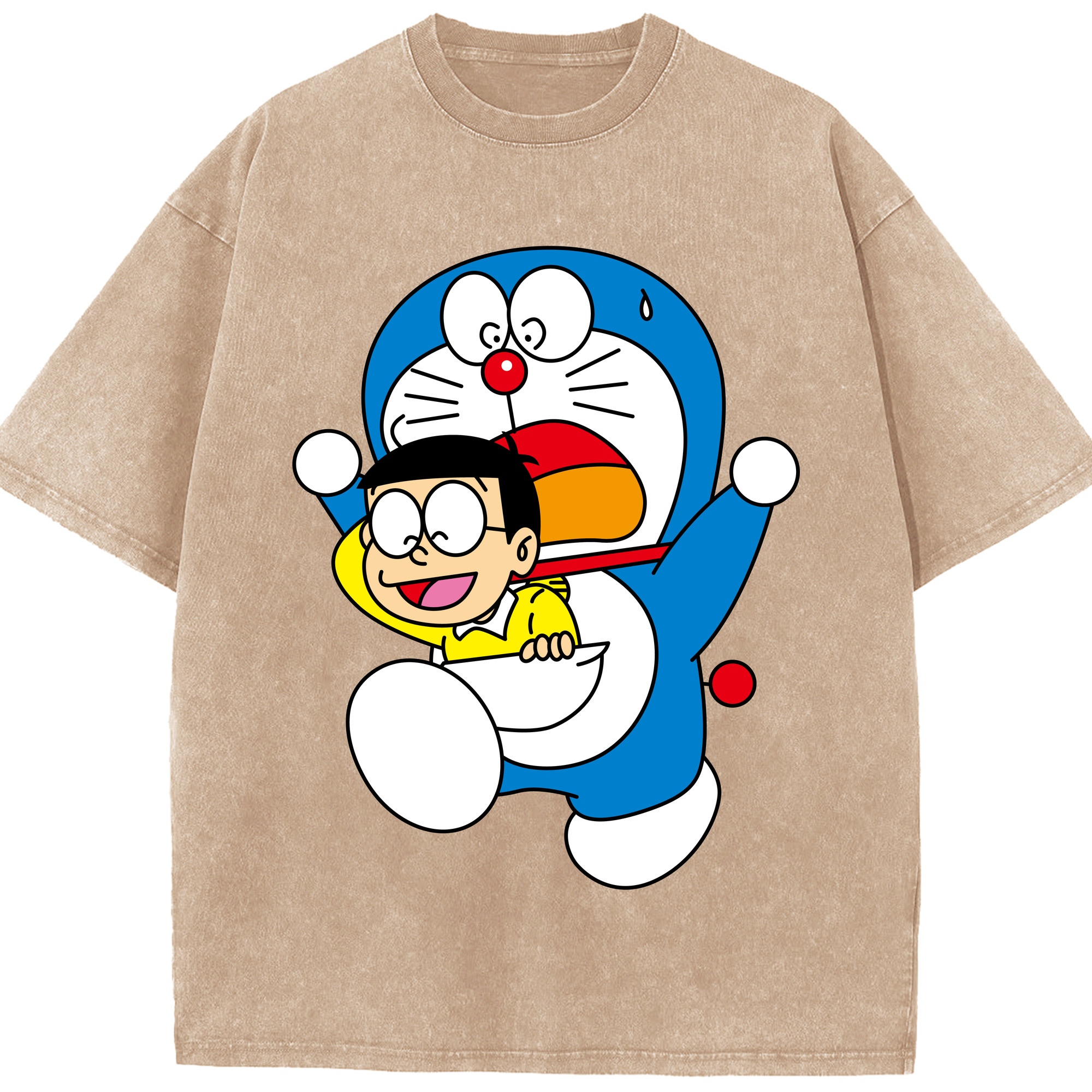 （画像用） ドラえもん Doraemon 綿100% ヴィンテージ風 半袖Tシャツ（フロントプリント）