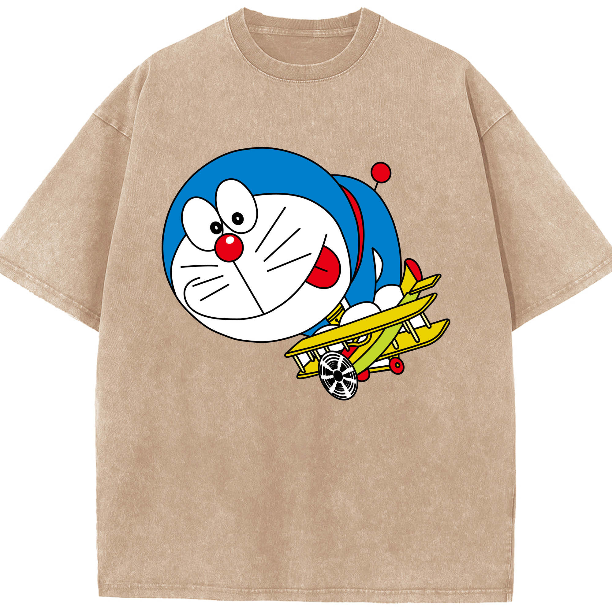 （画像用） ドラえもん Doraemon 綿100% ヴィンテージ風 半袖Tシャツ（フロントプリント）