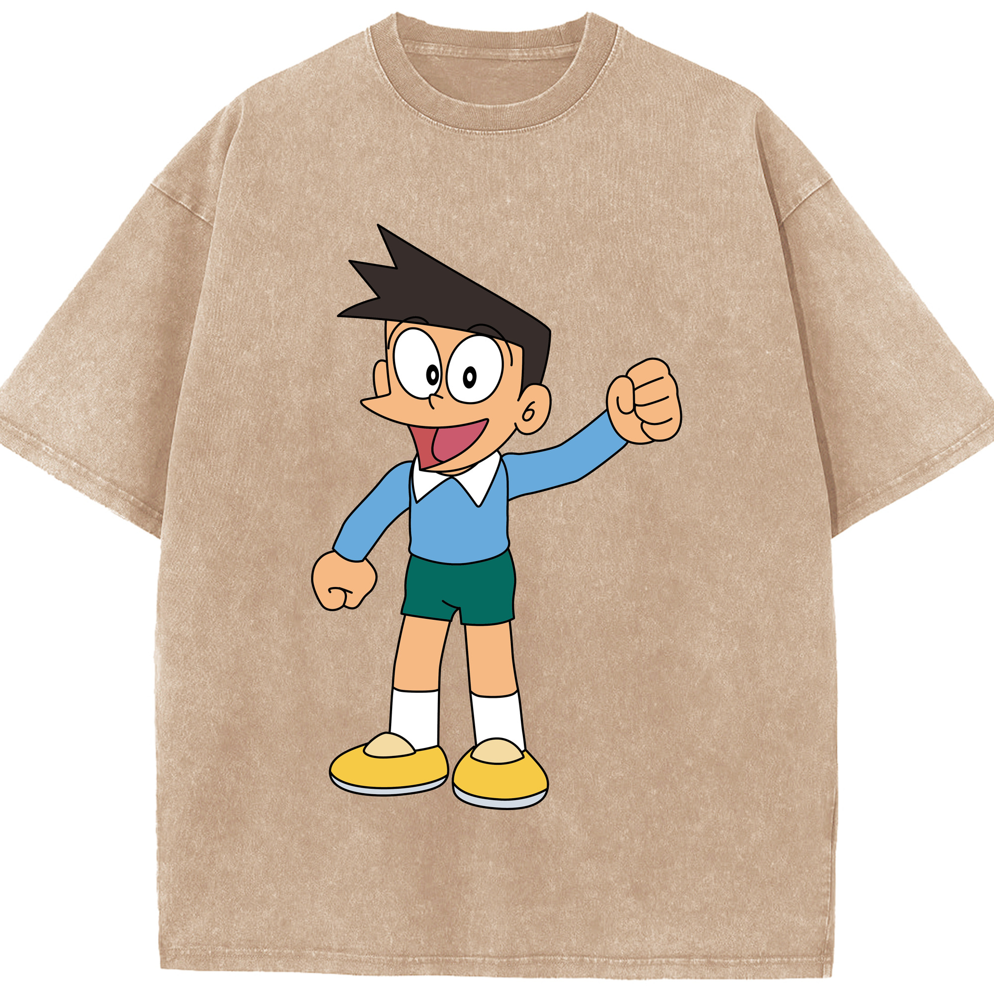（画像用） ドラえもん 骨川 スネ夫 Doraemon Honekawa Suneo 綿100% ヴィンテージ風 半袖Tシャツ（フロントプリント）