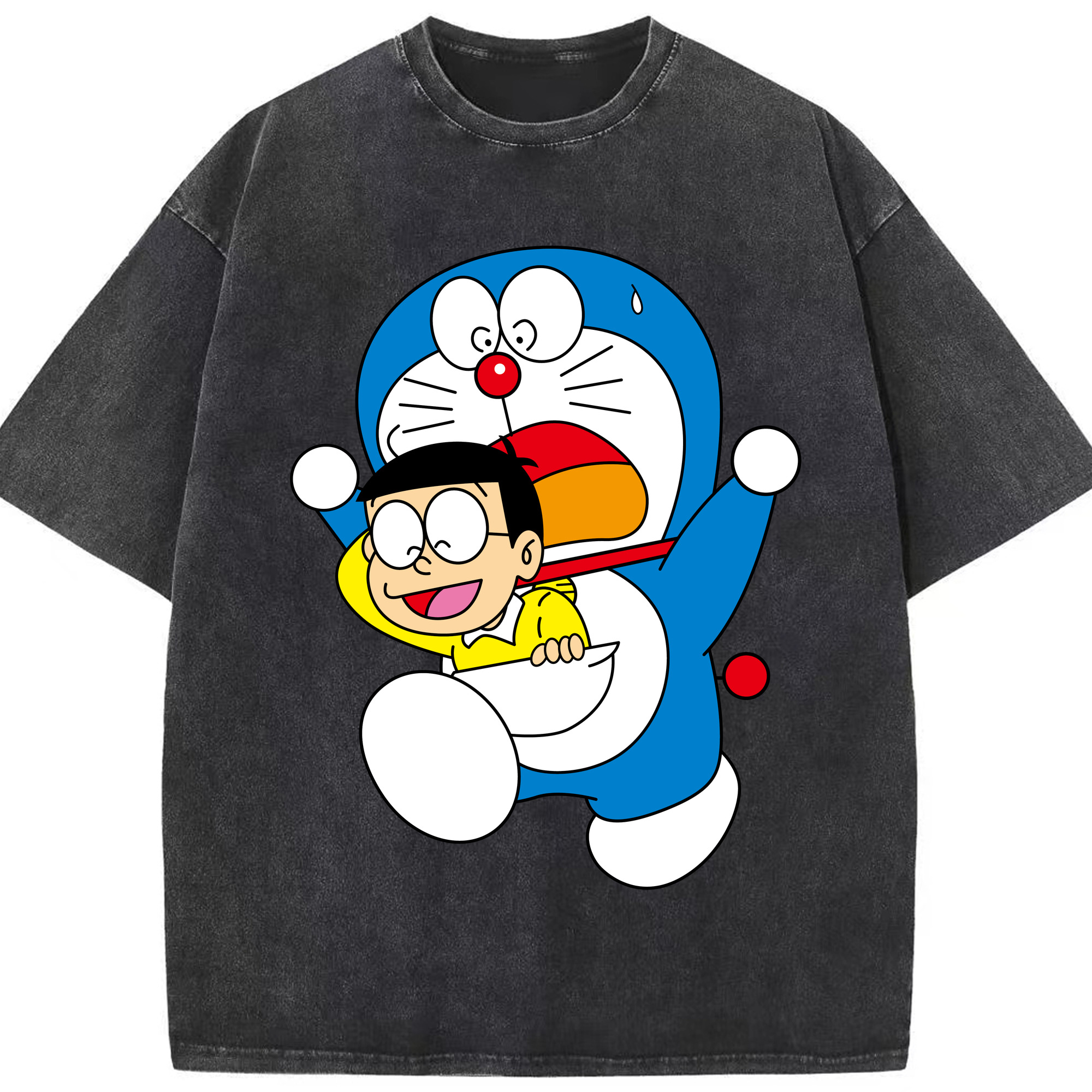 （画像用） ドラえもん Doraemon 綿100% ヴィンテージ風 半袖Tシャツ（フロントプリント）