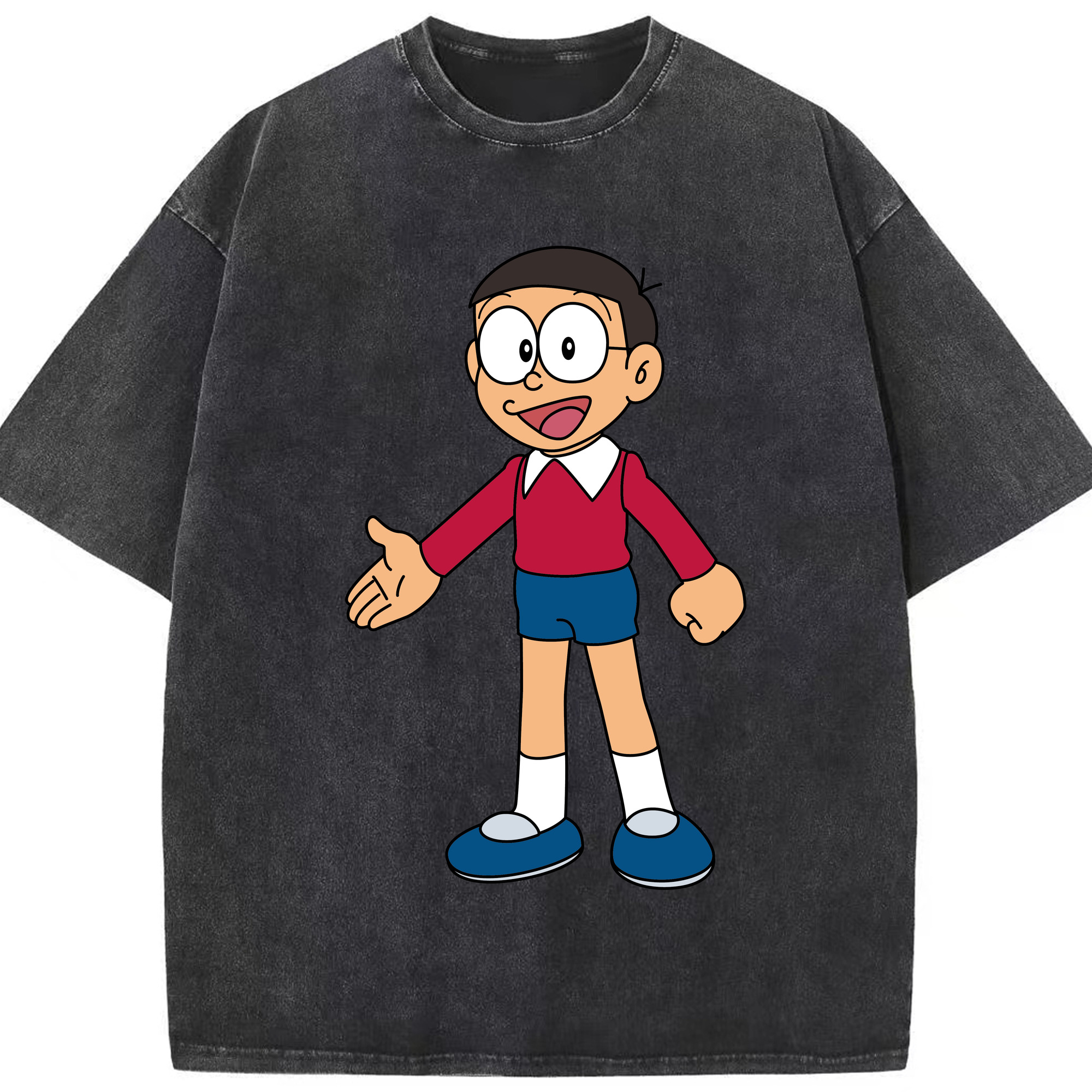 （画像用） ドラえもん 野比 のび太 Doraemon Nobita Nobi 綿100% ヴィンテージ風 半袖Tシャツ（フロントプリント）
