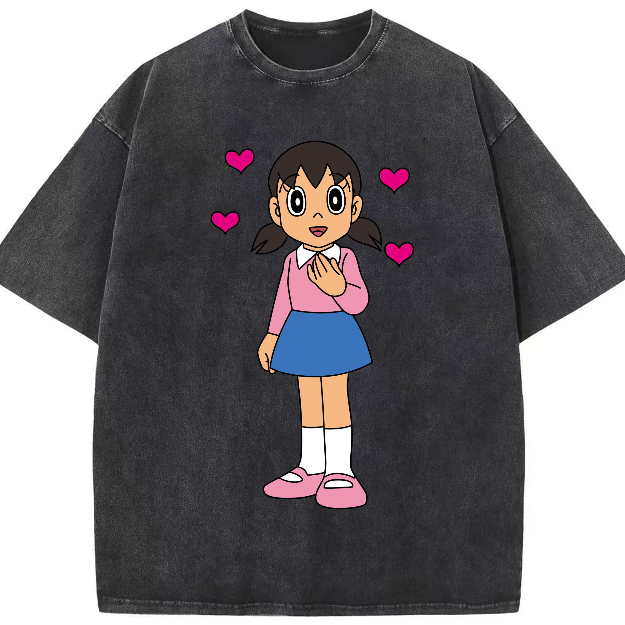 （画像用） ドラえもん みなもと しずか Doraemon Shizuka Minamoto 綿100% ヴィンテージ風 半袖Tシャツ（フロントプリント）