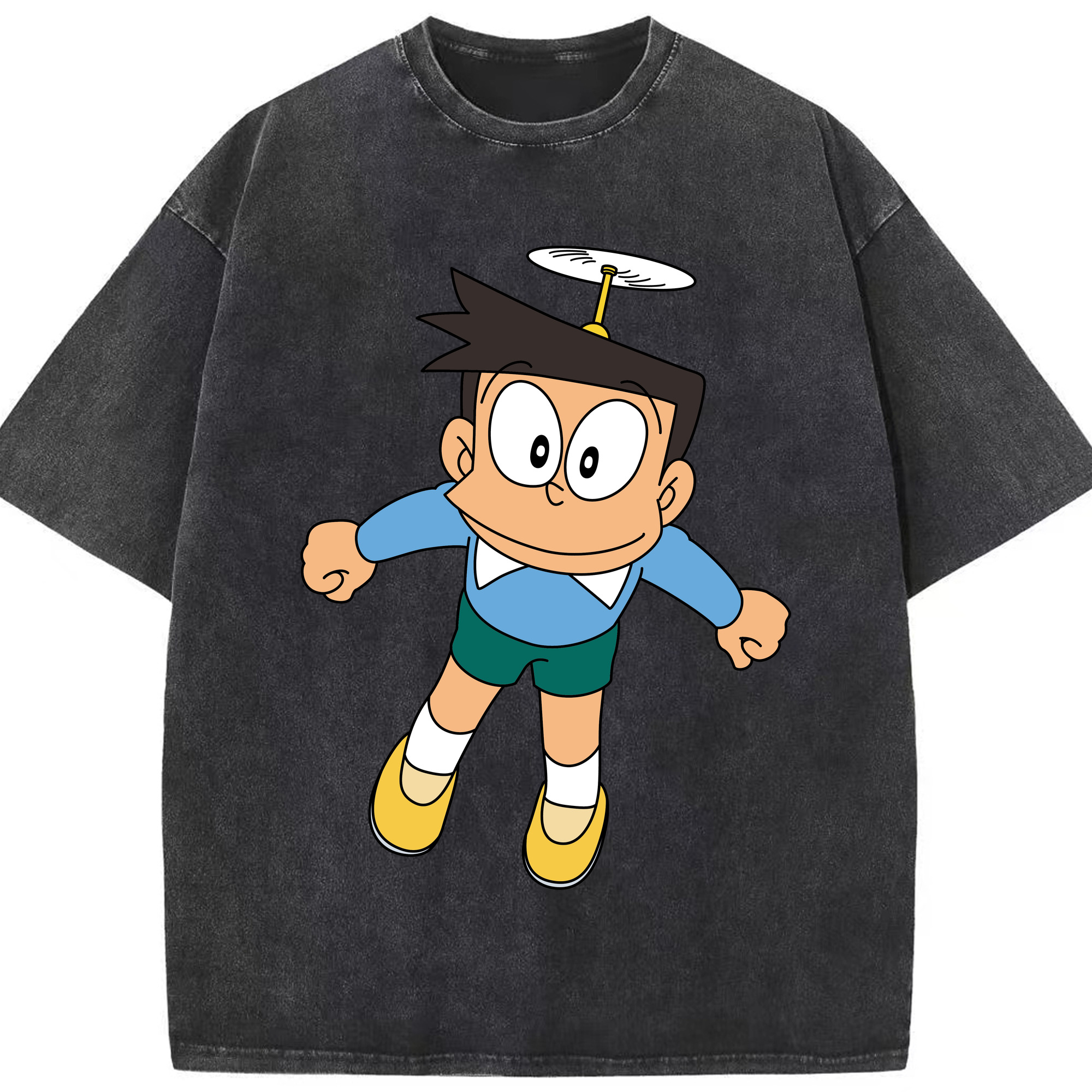 （画像用） ドラえもん 骨川 スネ夫 Doraemon Honekawa Suneo 綿100% ヴィンテージ風 半袖Tシャツ（フロントプリント）