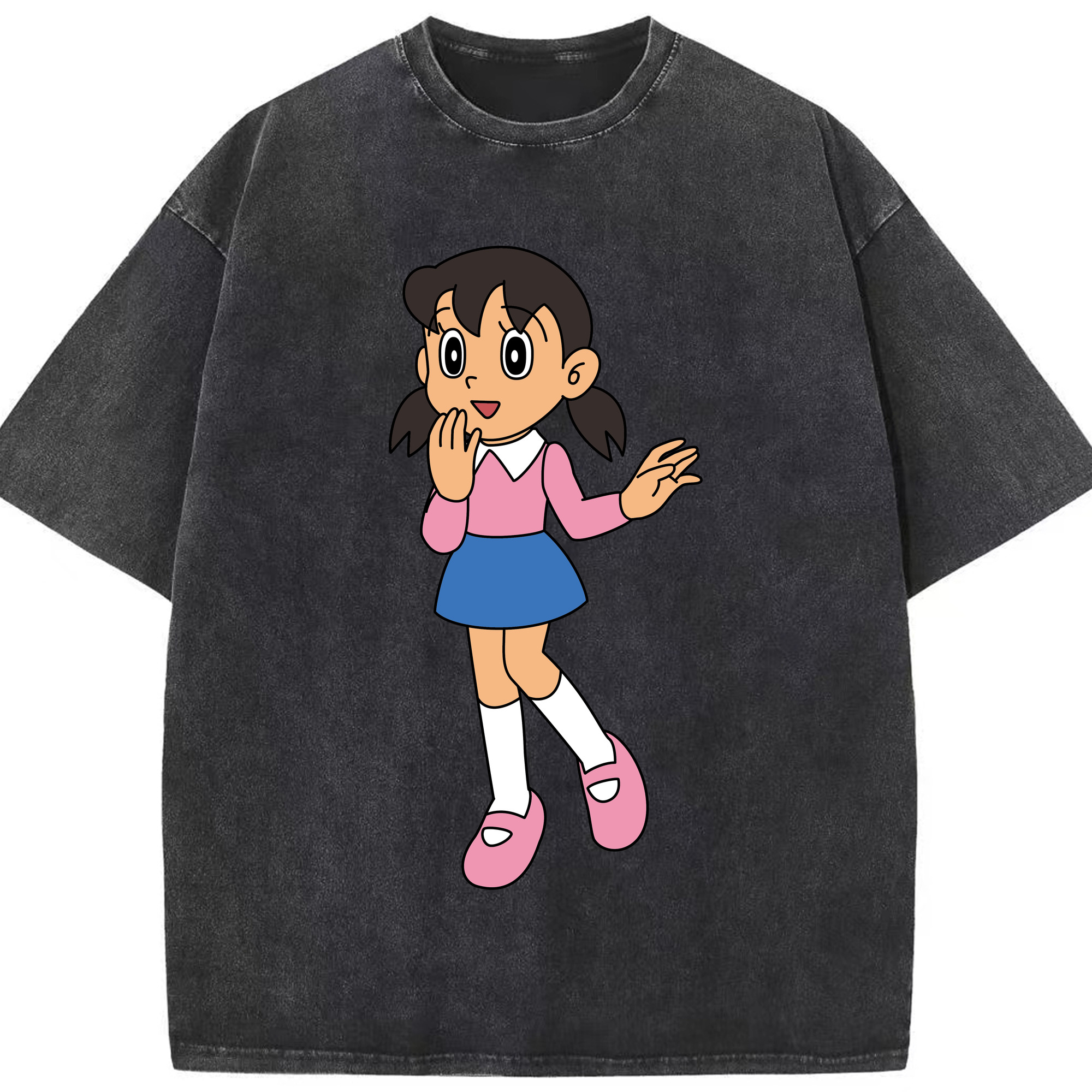 （画像用） ドラえもん みなもと しずか Doraemon Shizuka Minamoto 綿100% ヴィンテージ風 半袖Tシャツ（フロントプリント）