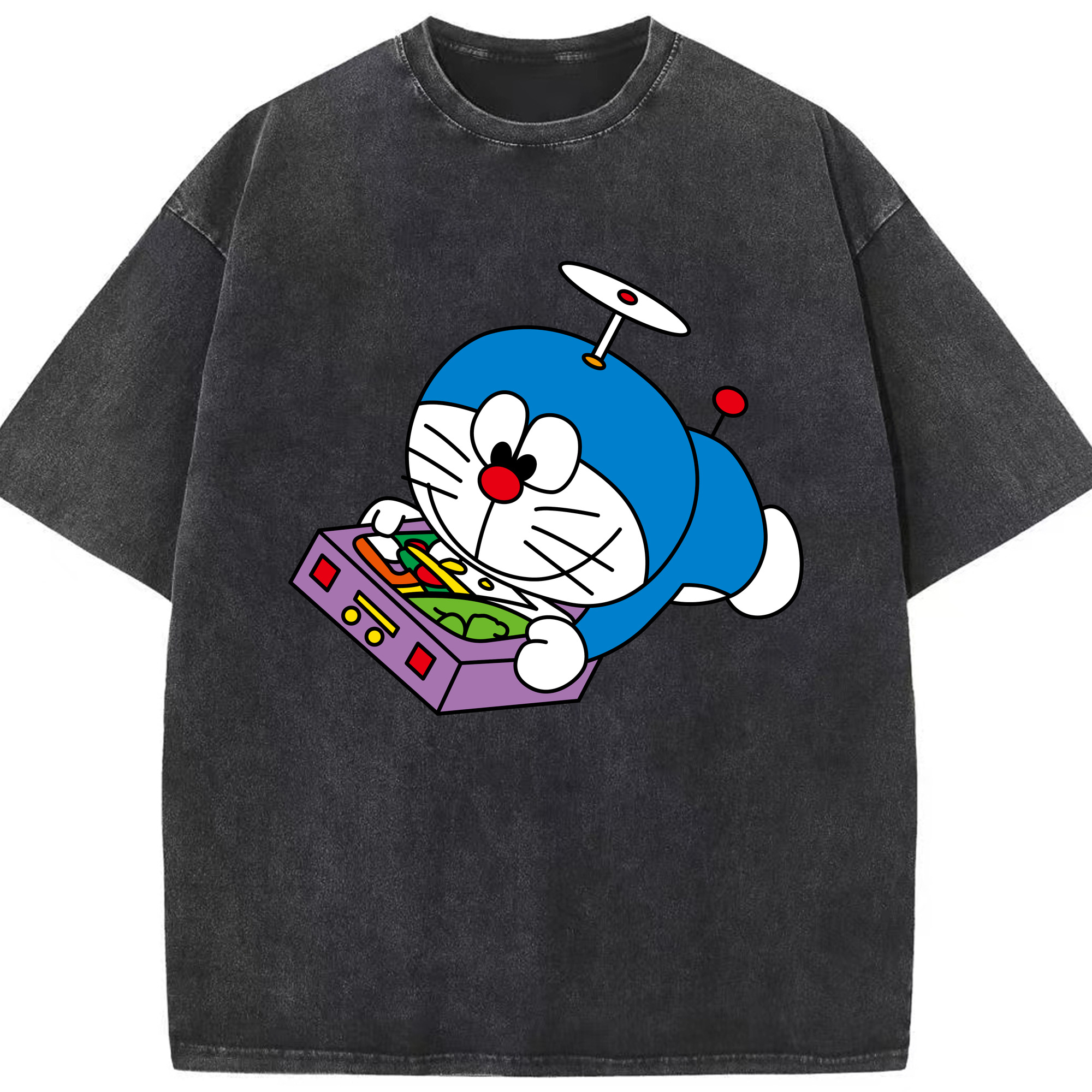 （画像用） ドラえもん Doraemon 綿100% ヴィンテージ風 半袖Tシャツ（フロントプリント）
