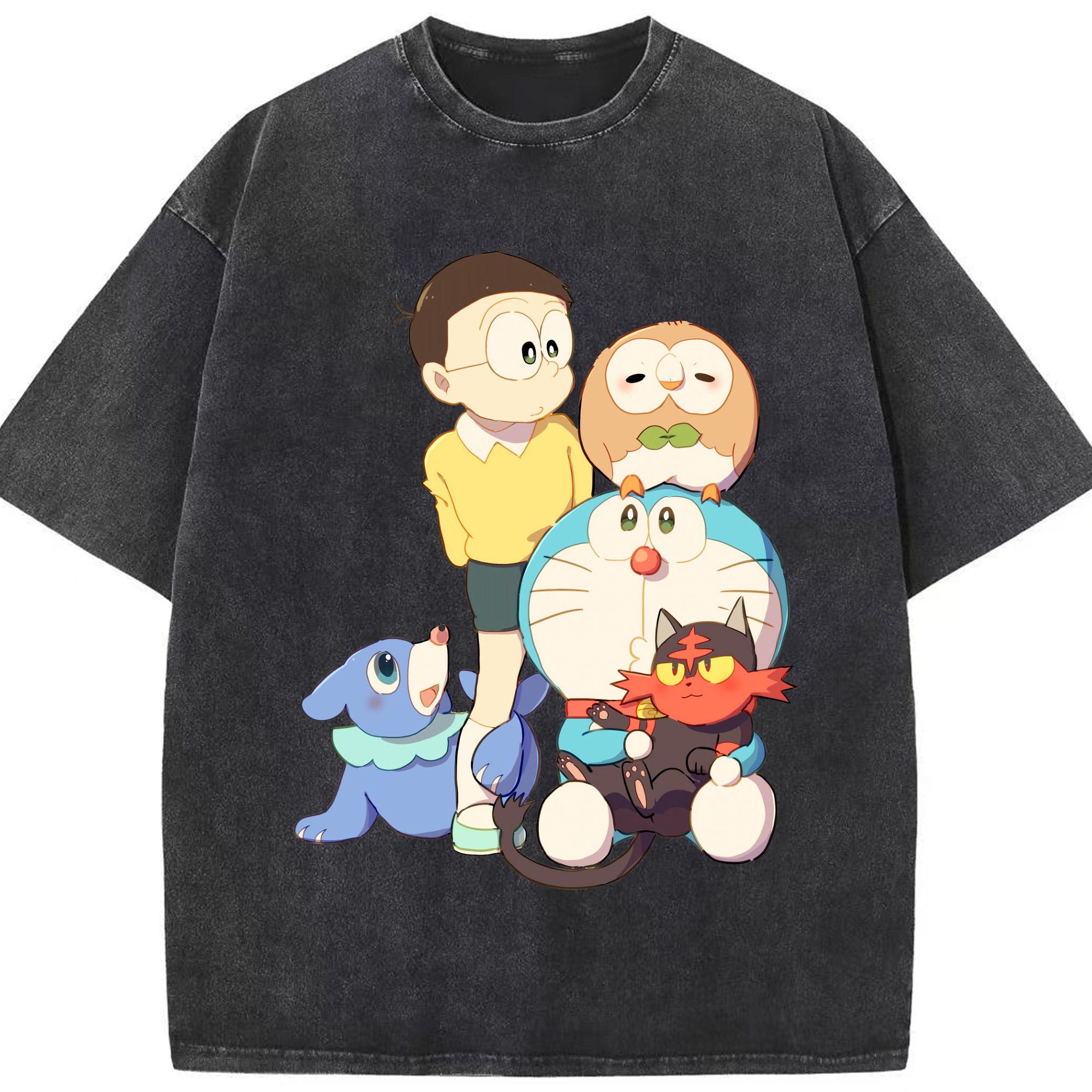 （画像用） ドラえもん Doraemon 綿100% ヴィンテージ風 半袖Tシャツ（フロントプリント）