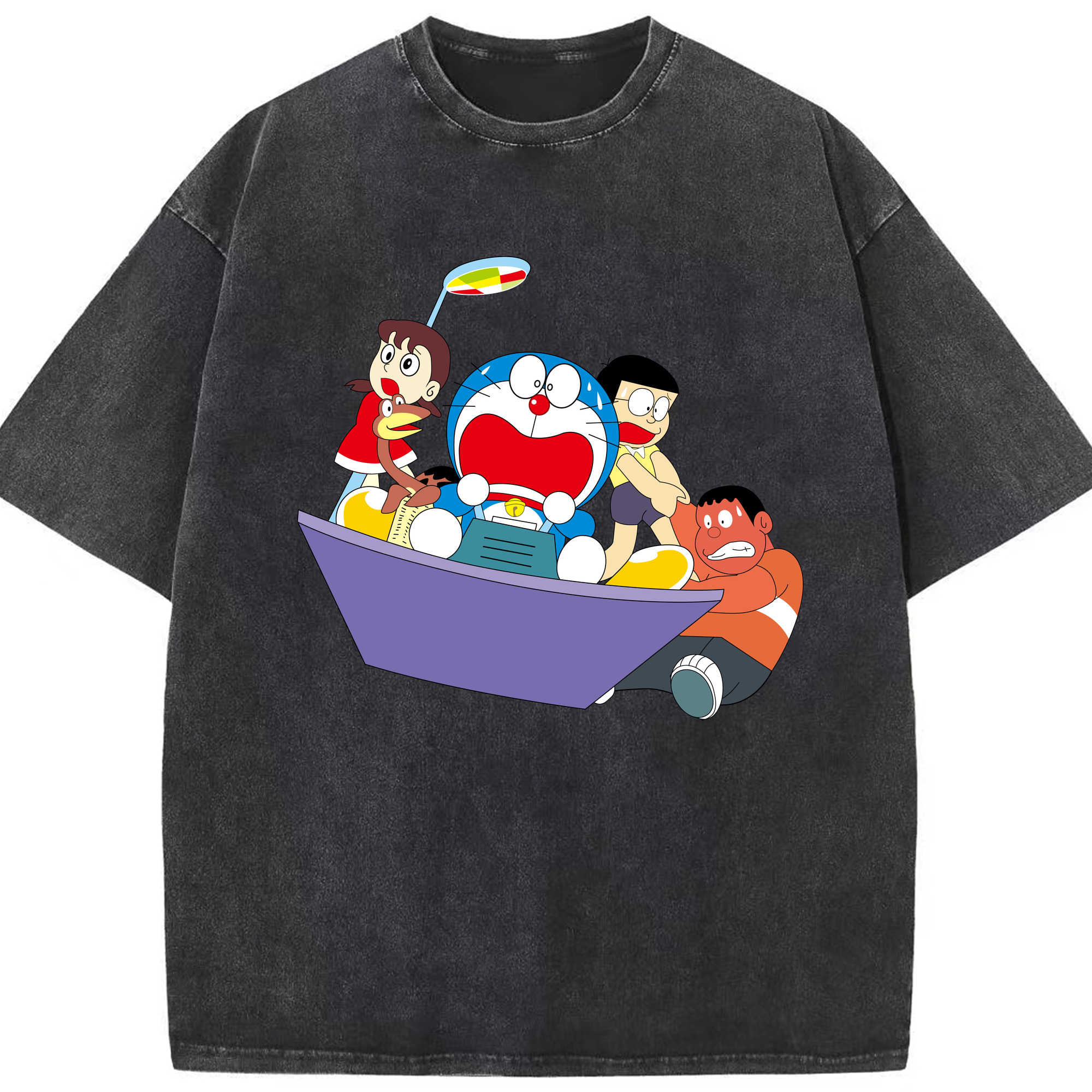 （画像用） ドラえもん Doraemon 綿100% ヴィンテージ風 半袖Tシャツ（フロントプリント）