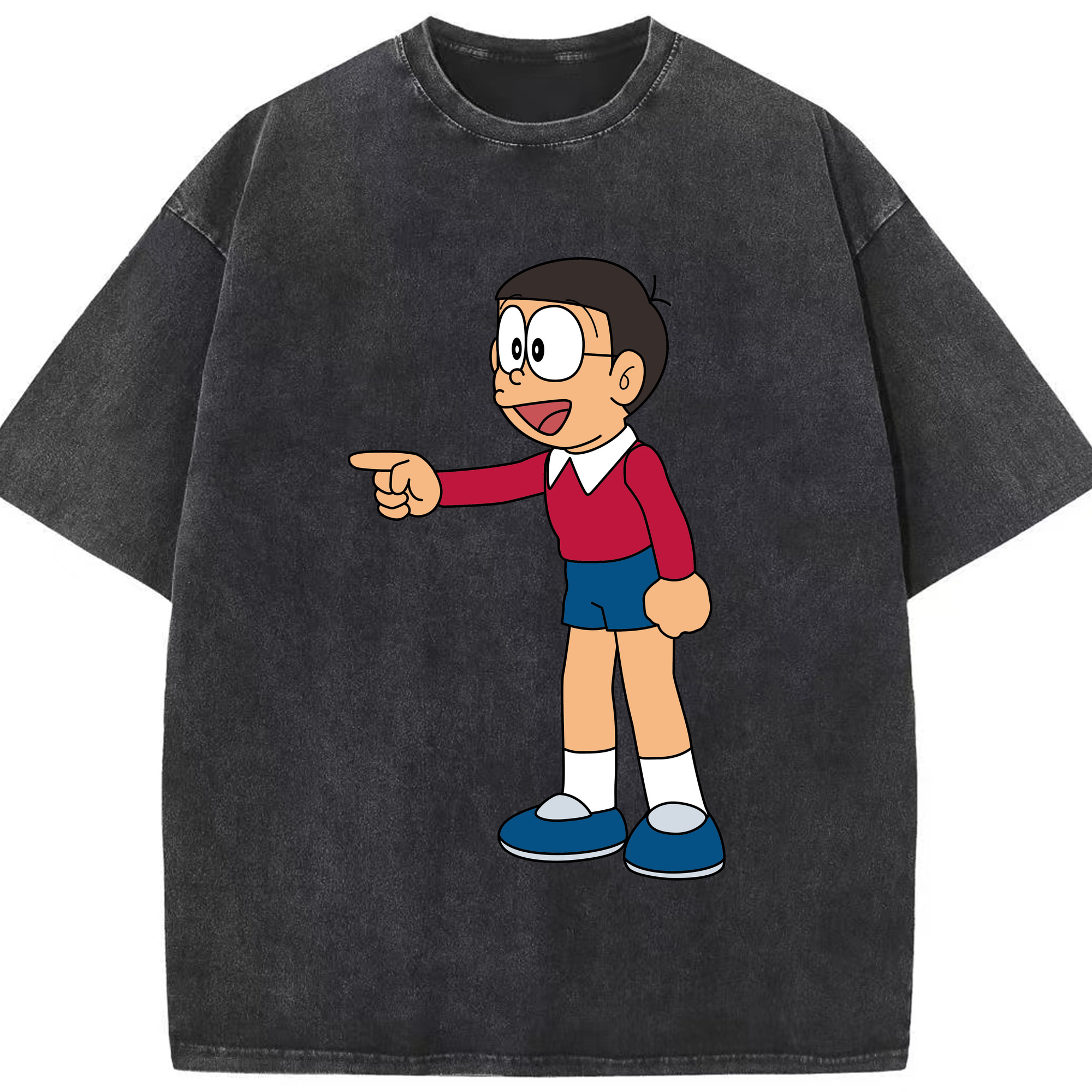 （画像用） ドラえもん 野比 のび太 Doraemon Nobita Nobi 綿100% ヴィンテージ風 半袖Tシャツ（フロントプリント）