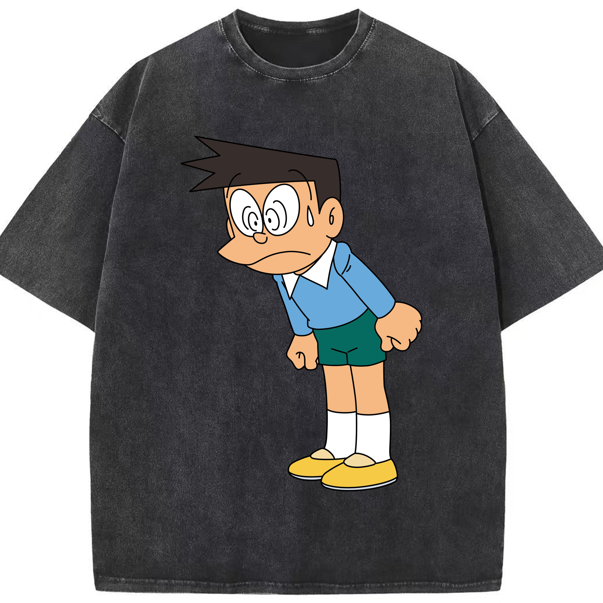 （画像用） ドラえもん 骨川 スネ夫 Doraemon Honekawa Suneo 綿100% ヴィンテージ風 半袖Tシャツ（フロントプリント）