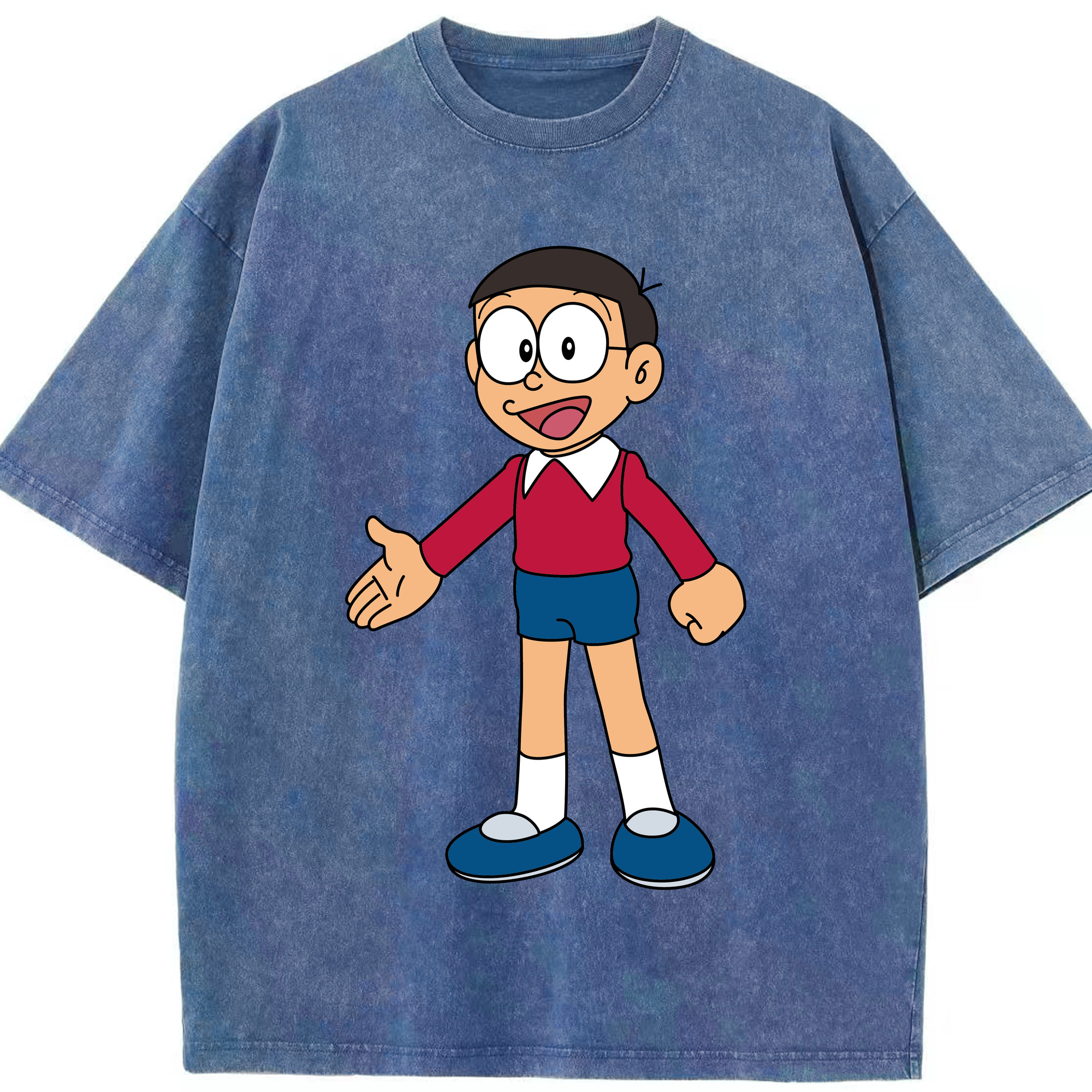 （画像用） ドラえもん 野比 のび太 Doraemon Nobita Nobi 綿100% ヴィンテージ風 半袖Tシャツ（フロントプリント）