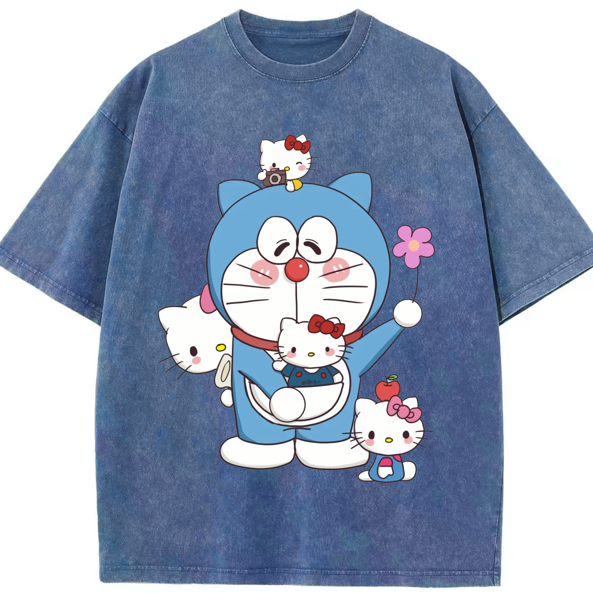 （画像用） ドラえもん Doraemon 綿100% ヴィンテージ風 半袖Tシャツ（フロントプリント）