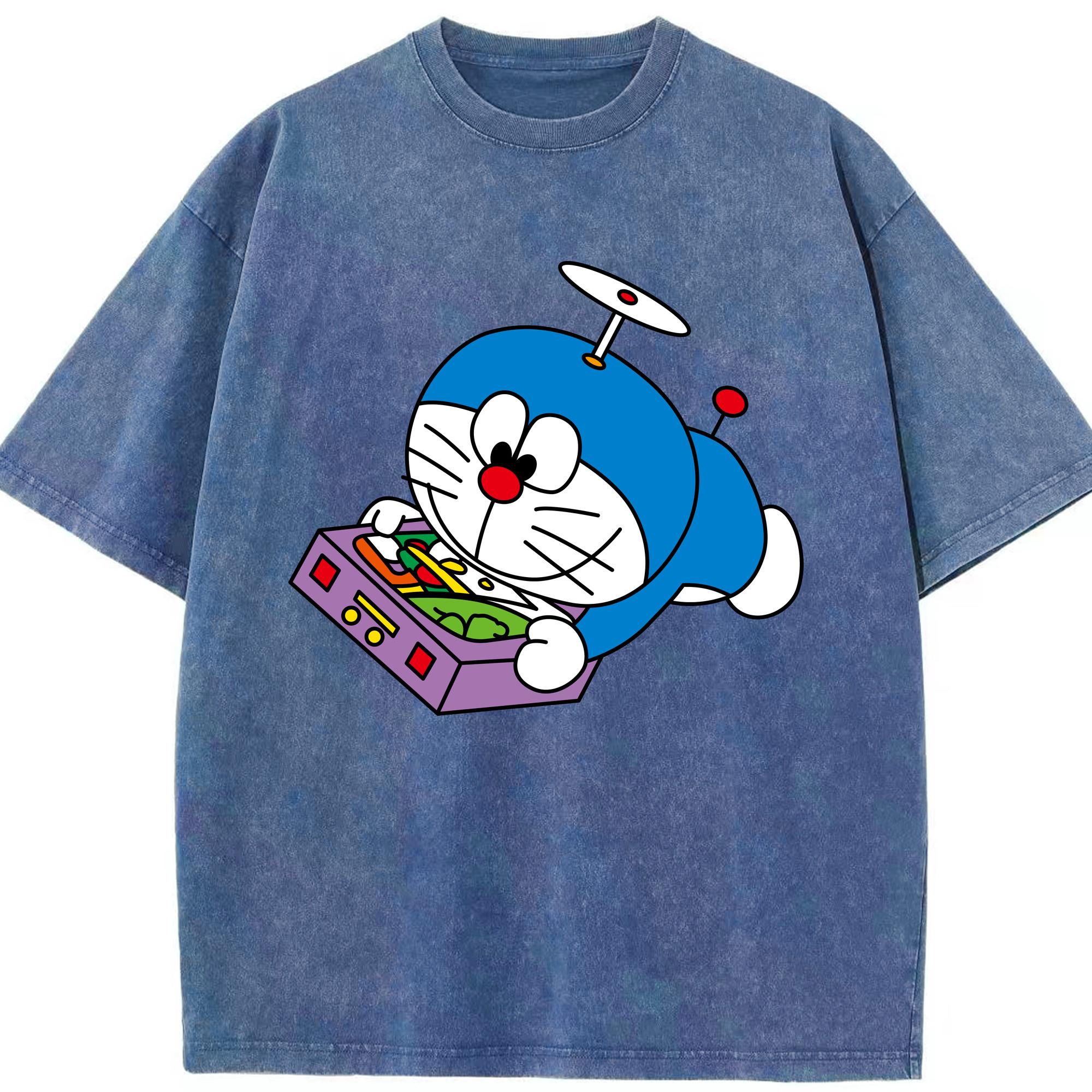 （画像用） ドラえもん Doraemon 綿100% ヴィンテージ風 半袖Tシャツ（フロントプリント）