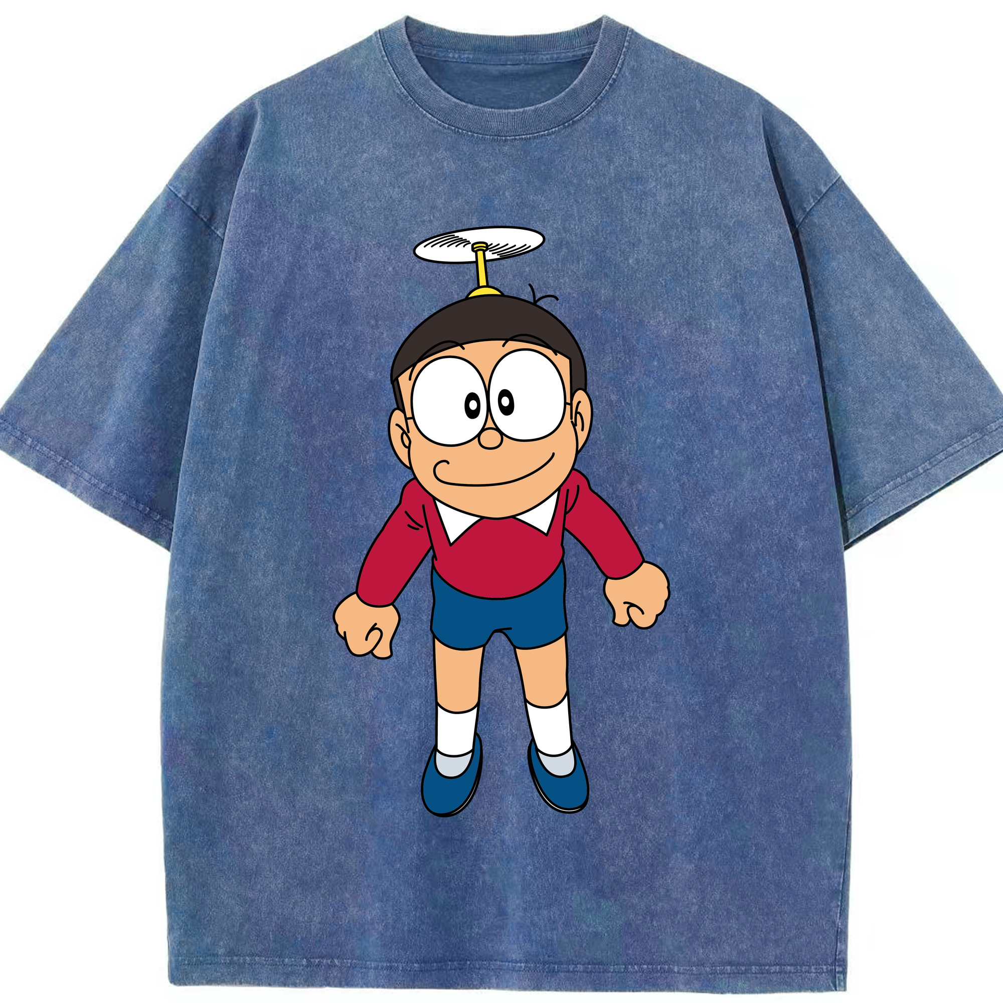 （画像用） ドラえもん 野比 のび太 Doraemon Nobita Nobi 綿100% ヴィンテージ風 半袖Tシャツ（フロントプリント）