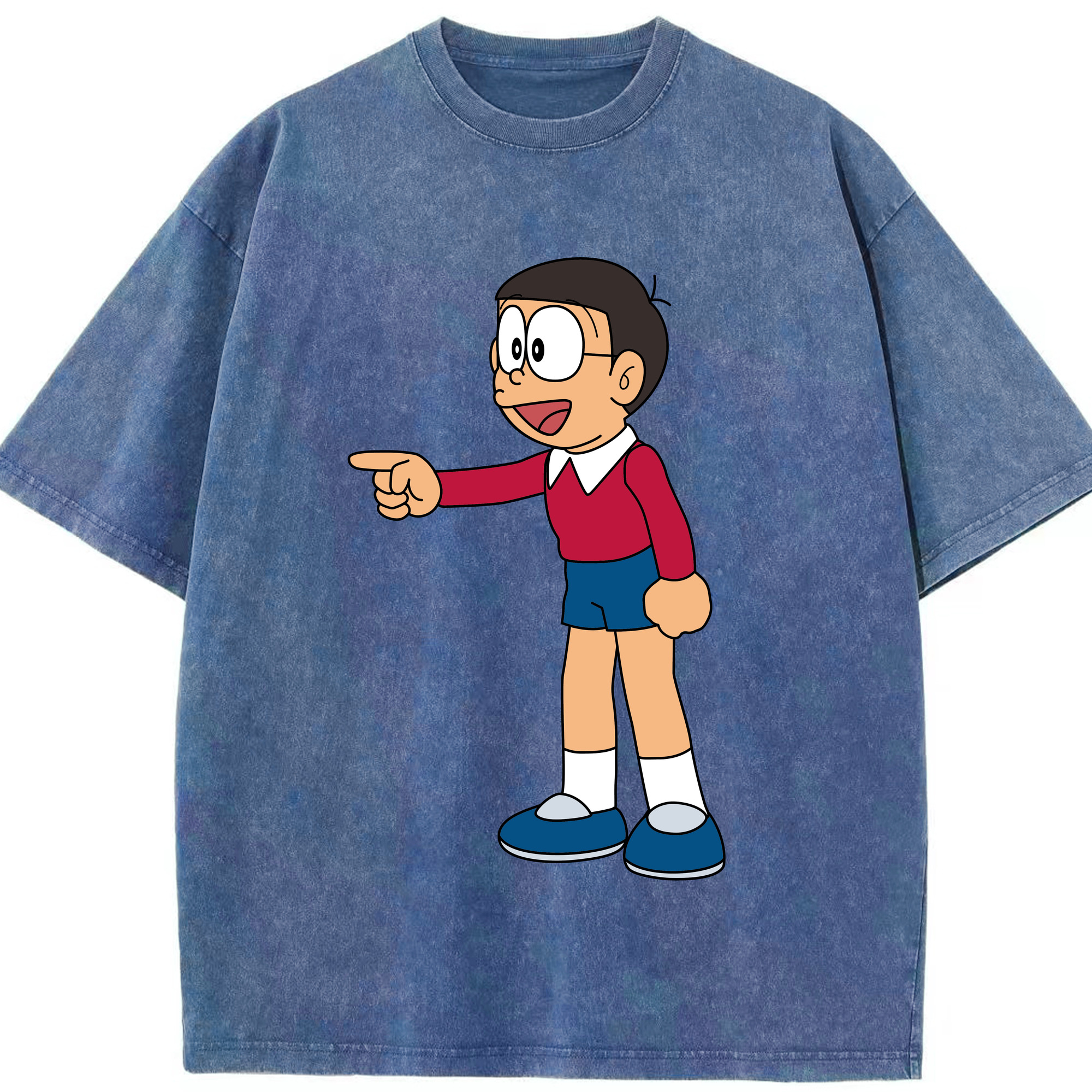（画像用） ドラえもん 野比 のび太 Doraemon Nobita Nobi 綿100% ヴィンテージ風 半袖Tシャツ（フロントプリント）