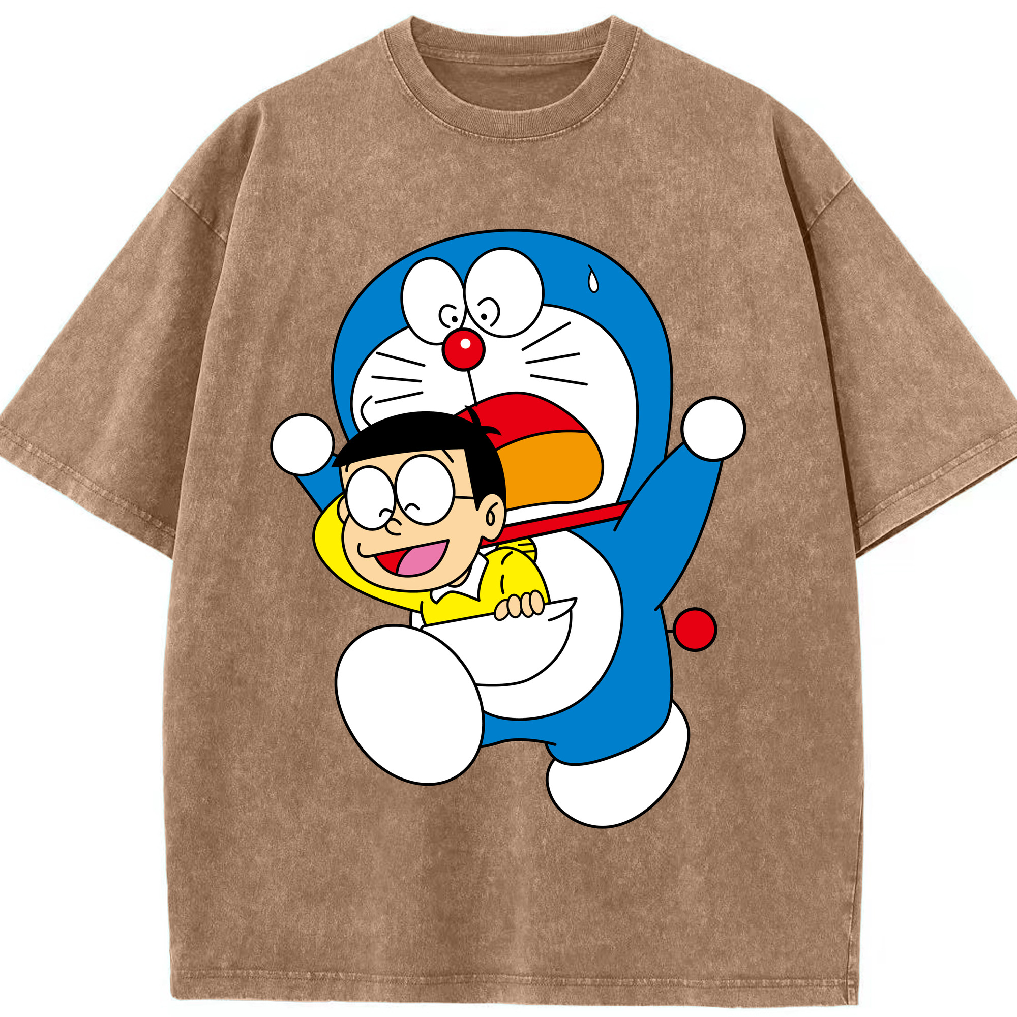 （画像用） ドラえもん Doraemon 綿100% ヴィンテージ風 半袖Tシャツ（フロントプリント）