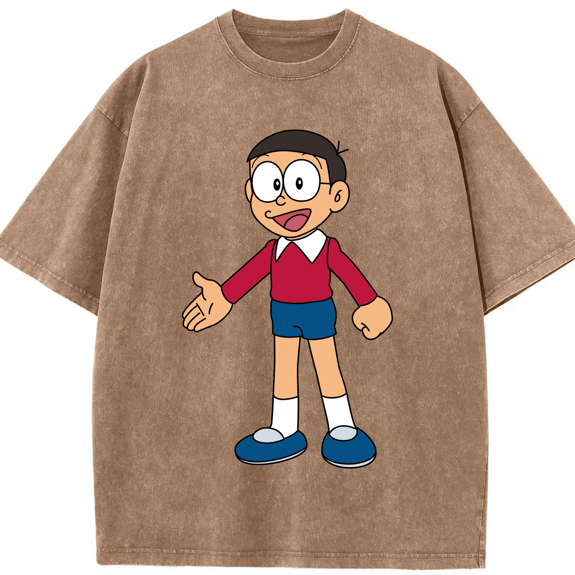 （画像用） ドラえもん 野比 のび太 Doraemon Nobita Nobi 綿100% ヴィンテージ風 半袖Tシャツ（フロントプリント）