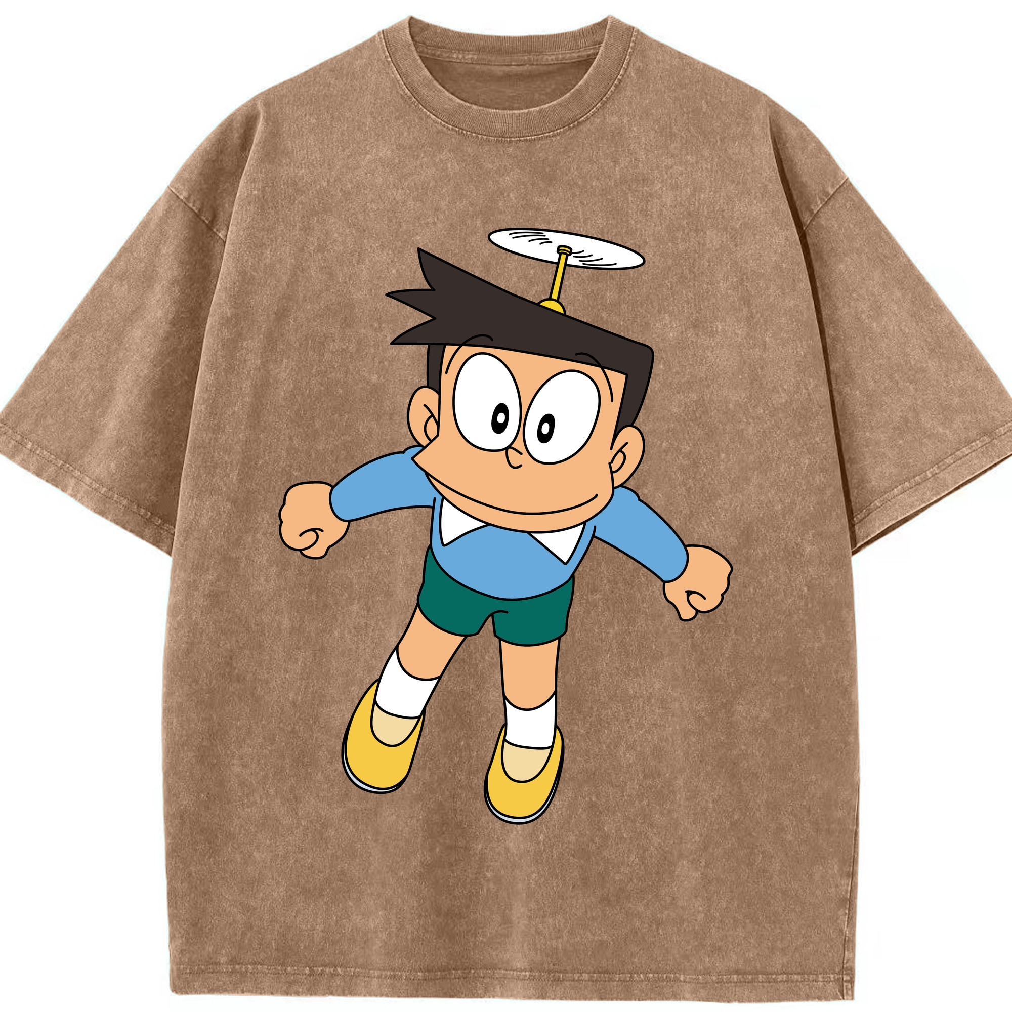 （画像用） ドラえもん 骨川 スネ夫 Doraemon Honekawa Suneo 綿100% ヴィンテージ風 半袖Tシャツ（フロントプリント）