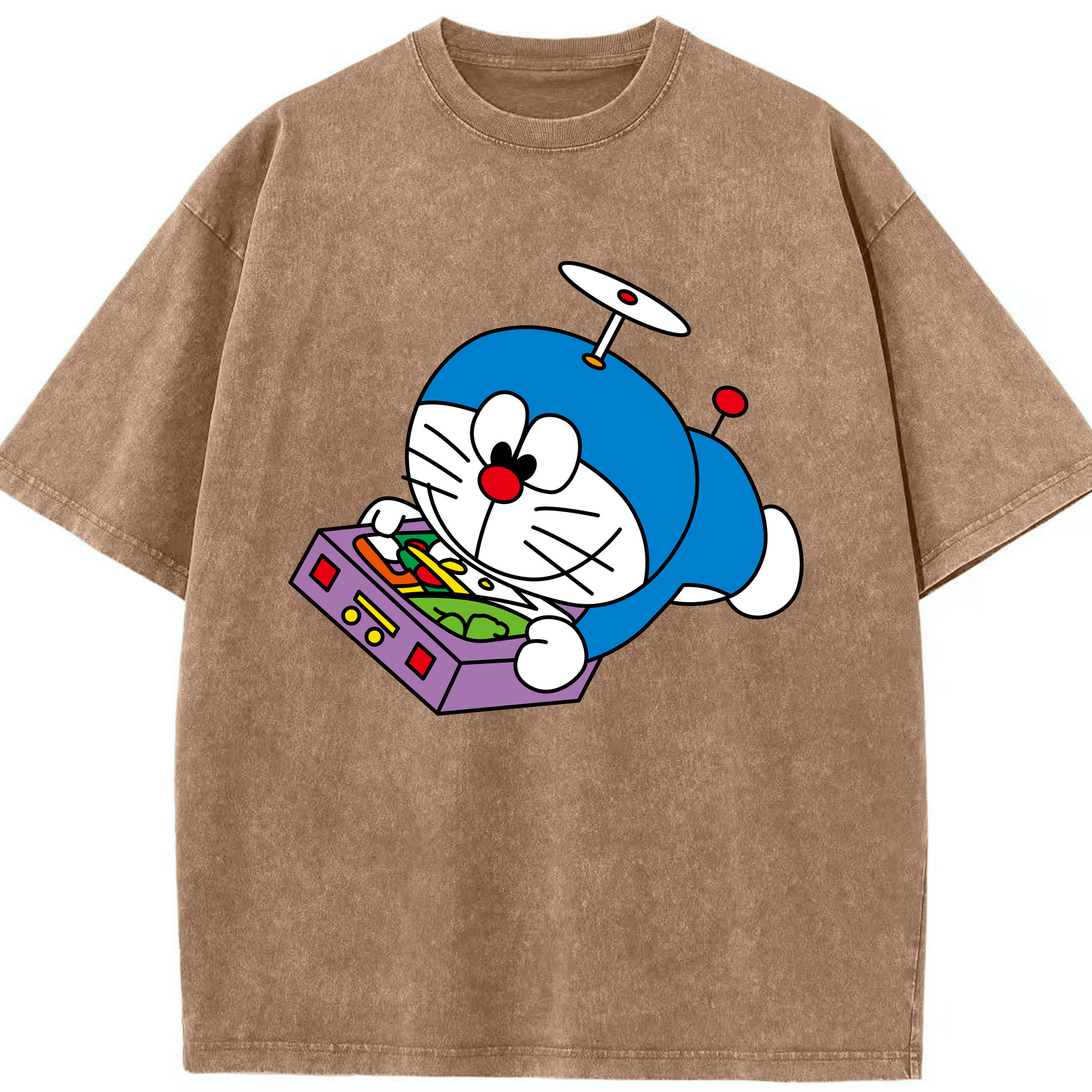 （画像用） ドラえもん Doraemon 綿100% ヴィンテージ風 半袖Tシャツ（フロントプリント）