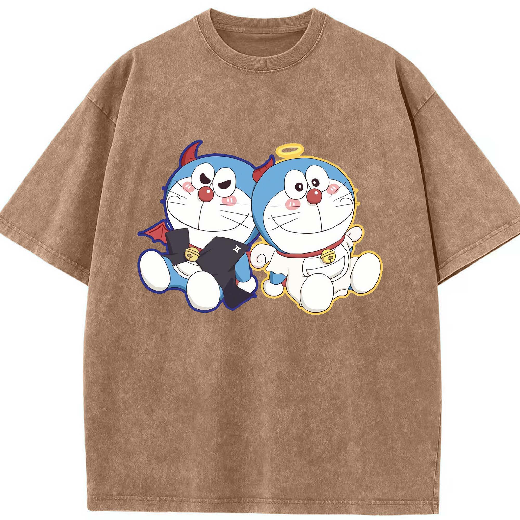 （画像用） ドラえもん Doraemon 綿100% ヴィンテージ風 半袖Tシャツ（フロントプリント）