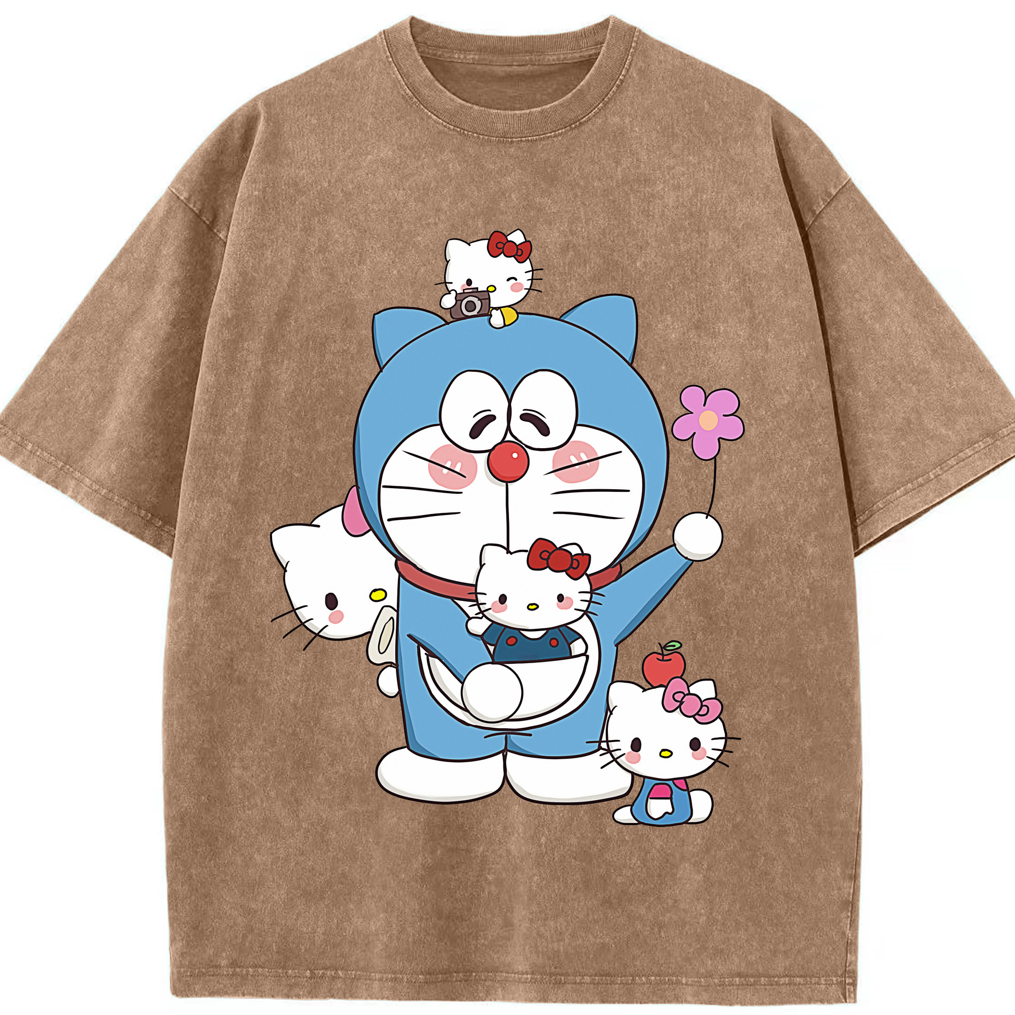 （画像用） ドラえもん Doraemon 綿100% ヴィンテージ風 半袖Tシャツ（フロントプリント）