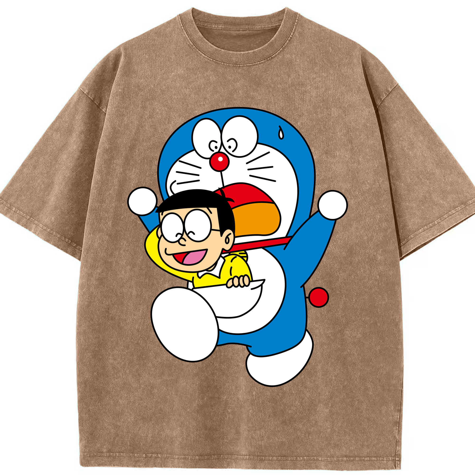 （画像用） ドラえもん Doraemon 綿100% ヴィンテージ風 半袖Tシャツ（フロントプリント）