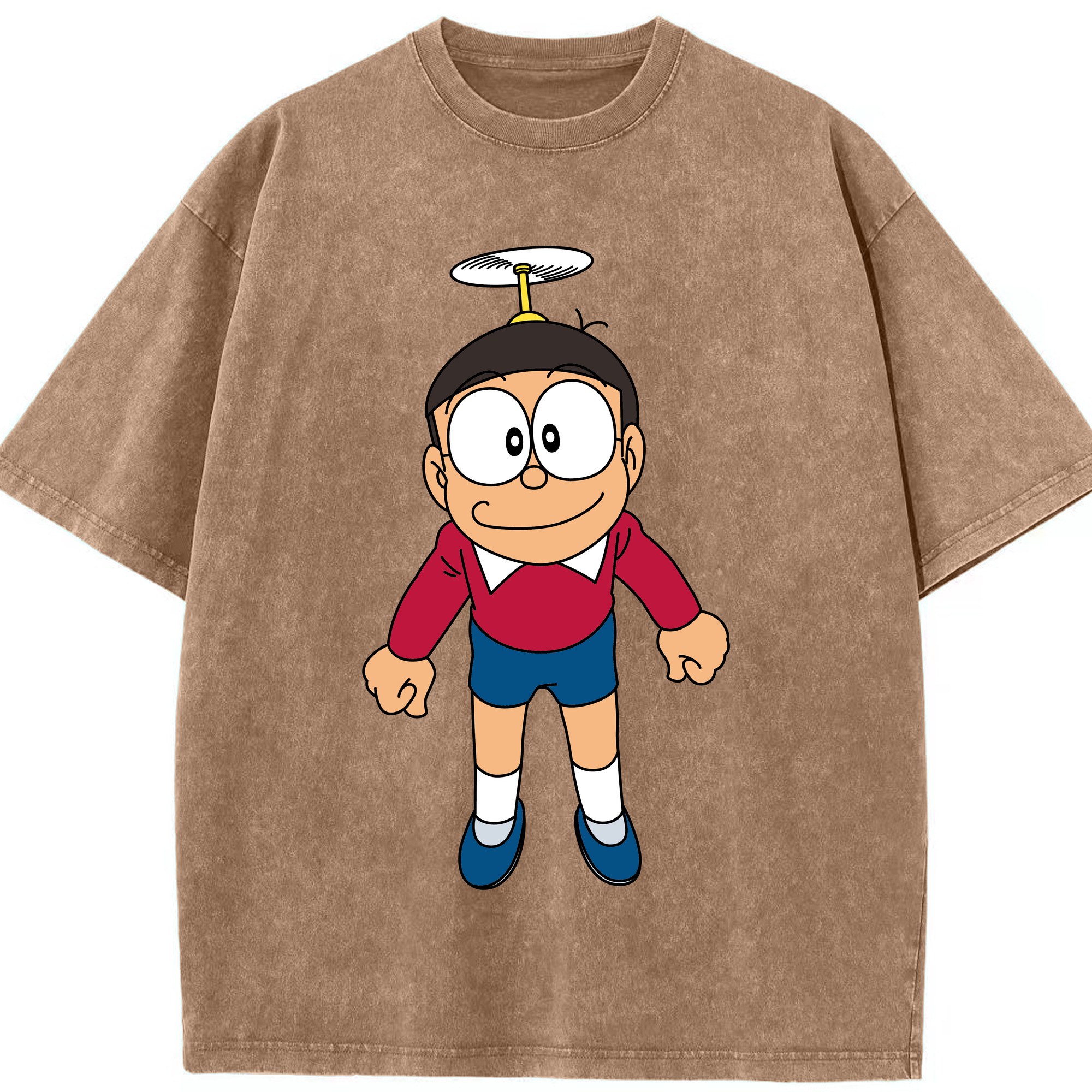 （画像用） ドラえもん 野比 のび太 Doraemon Nobita Nobi 綿100% ヴィンテージ風 半袖Tシャツ（フロントプリント）