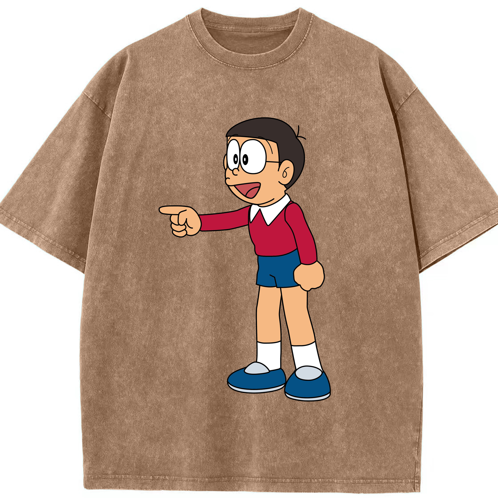（画像用） ドラえもん 野比 のび太 Doraemon Nobita Nobi 綿100% ヴィンテージ風 半袖Tシャツ（フロントプリント）