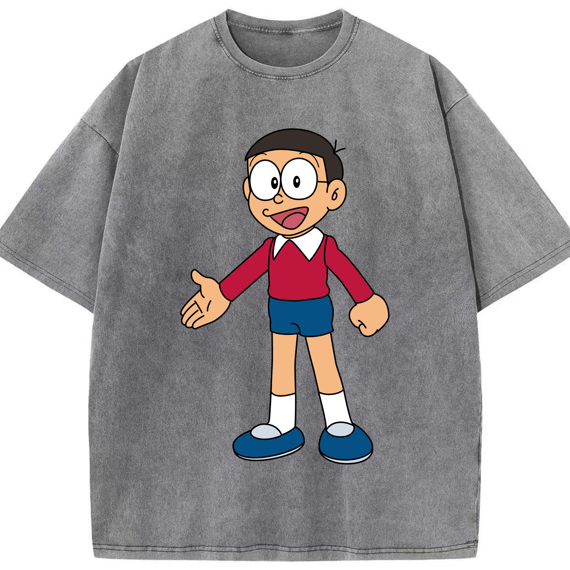 （画像用） ドラえもん 野比 のび太 Doraemon Nobita Nobi 綿100% ヴィンテージ風 半袖Tシャツ（フロントプリント）