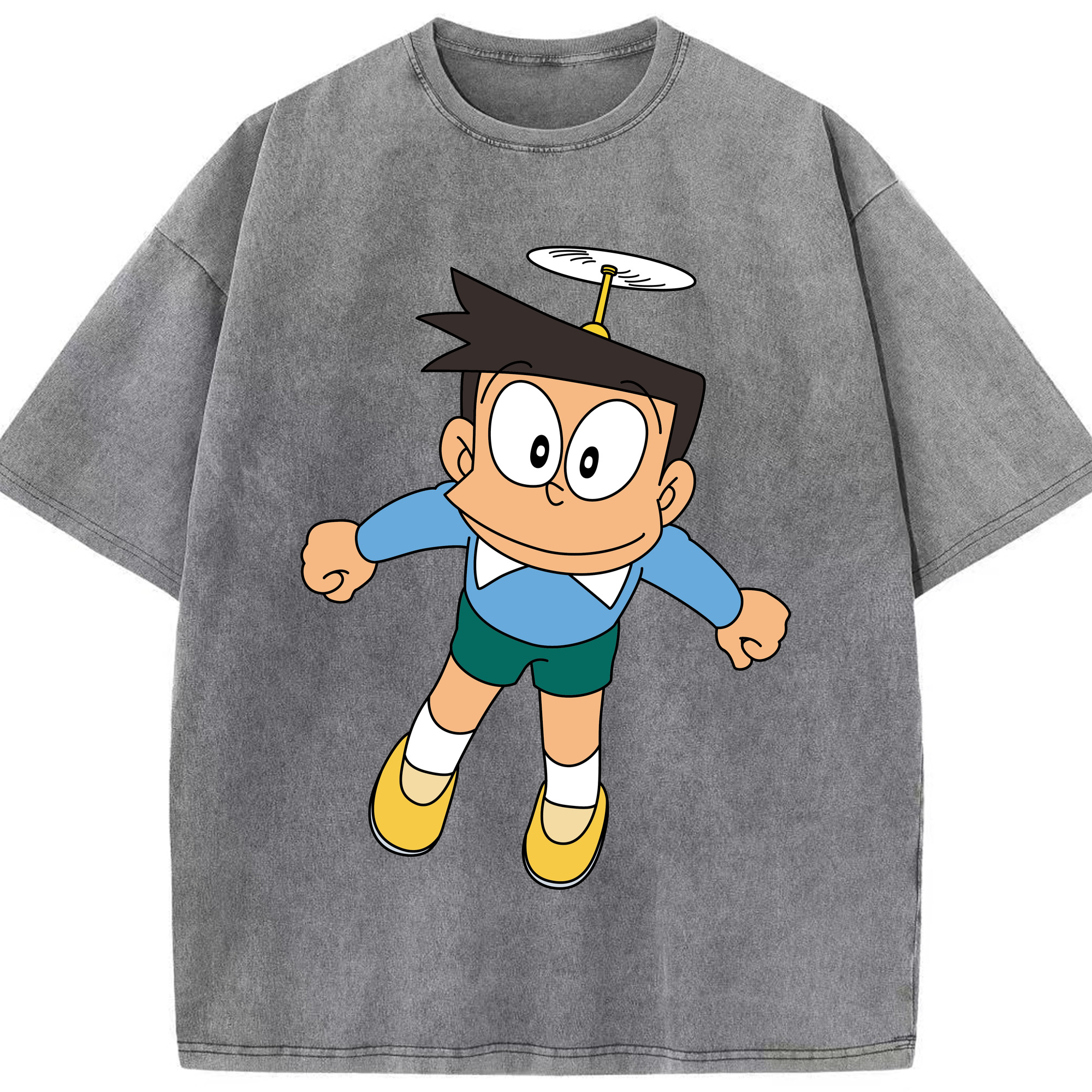（画像用） ドラえもん 骨川 スネ夫 Doraemon Honekawa Suneo 綿100% ヴィンテージ風 半袖Tシャツ（フロントプリント）