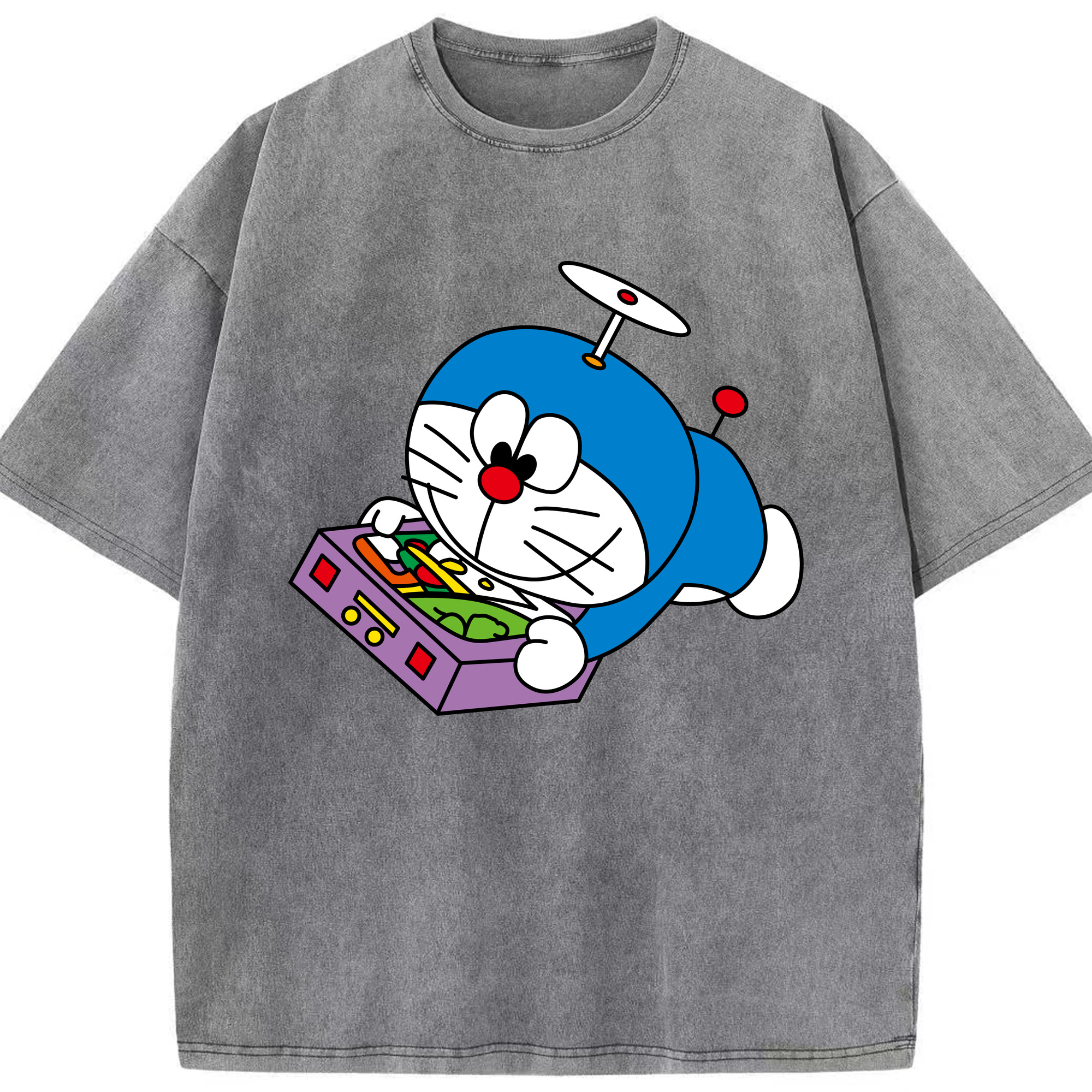 （画像用） ドラえもん Doraemon 綿100% ヴィンテージ風 半袖Tシャツ（フロントプリント）