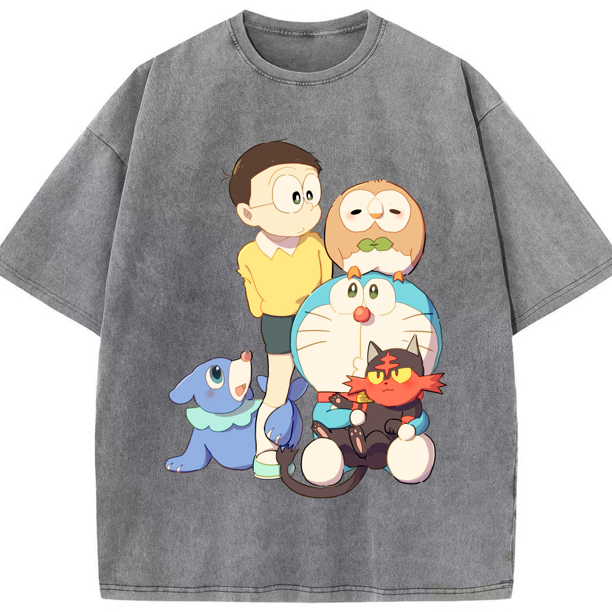（画像用） ドラえもん Doraemon 綿100% ヴィンテージ風 半袖Tシャツ（フロントプリント）