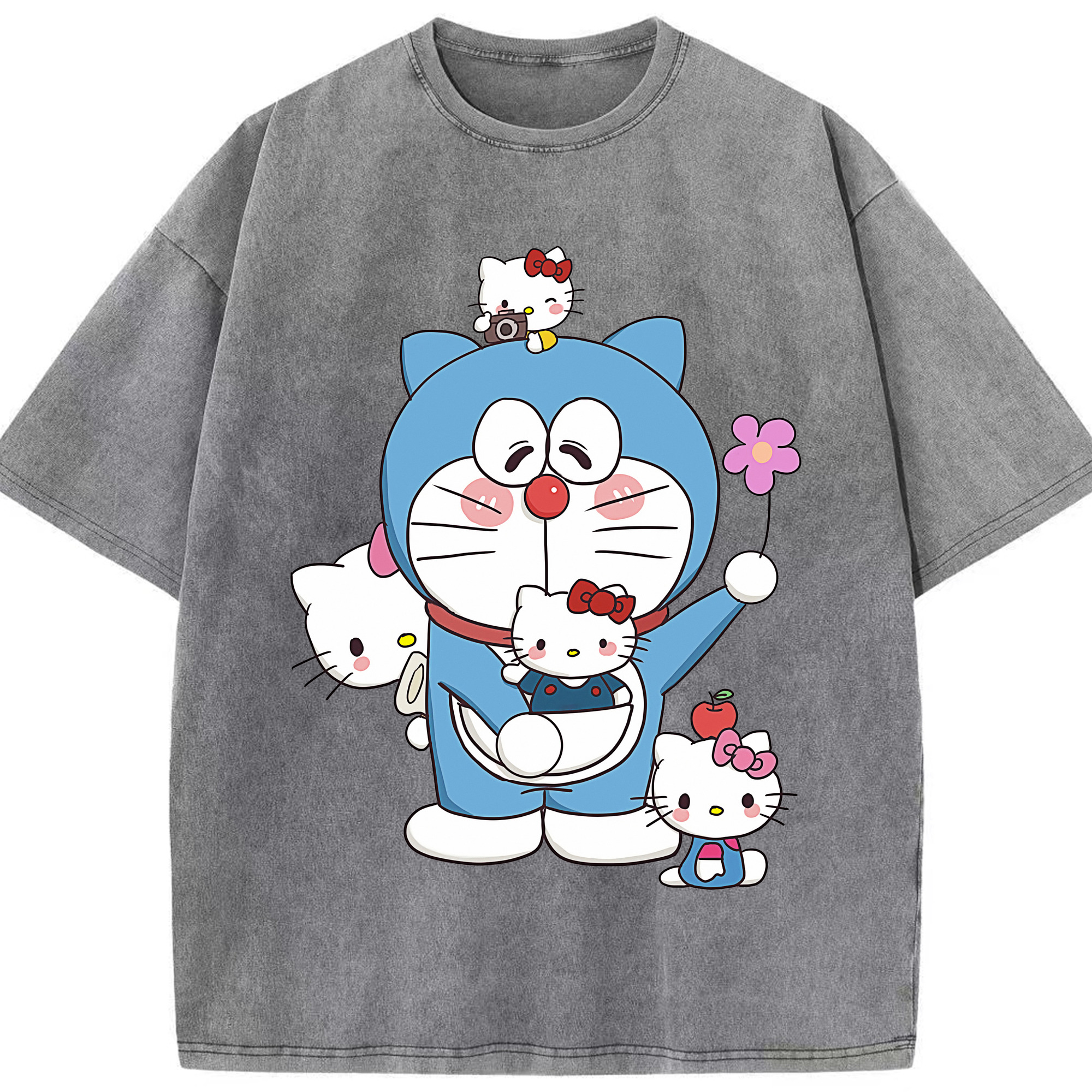 （画像用） ドラえもん Doraemon 綿100% ヴィンテージ風 半袖Tシャツ（フロントプリント）