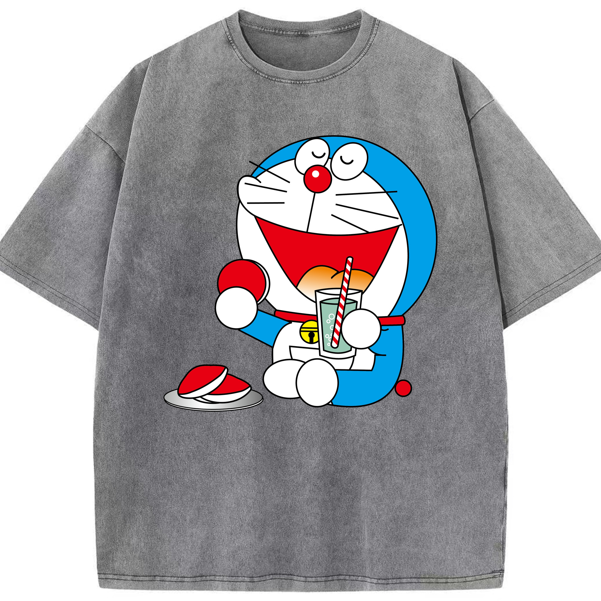 （画像用） ドラえもん Doraemon 綿100% ヴィンテージ風 半袖Tシャツ（フロントプリント）