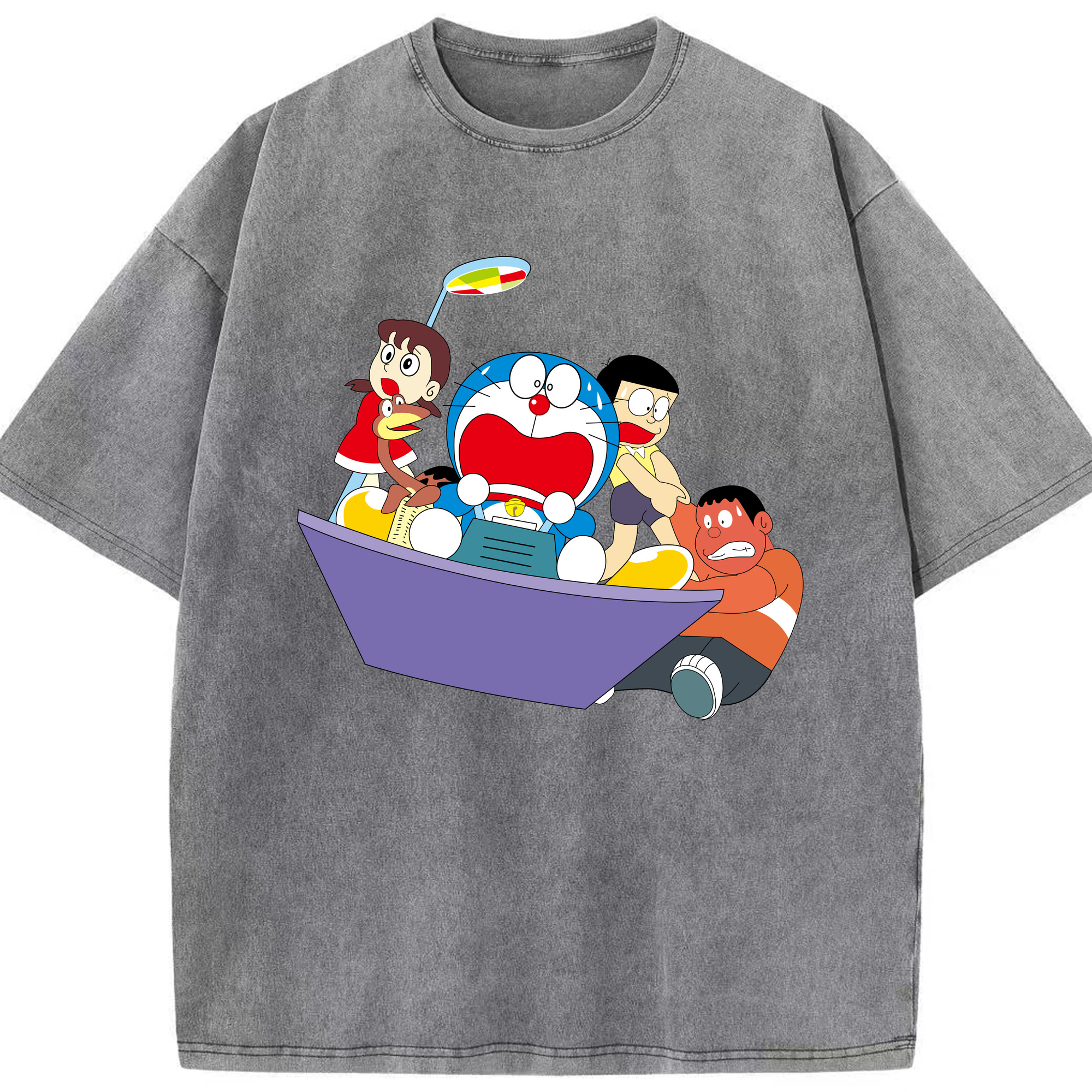 （画像用） ドラえもん Doraemon 綿100% ヴィンテージ風 半袖Tシャツ（フロントプリント）