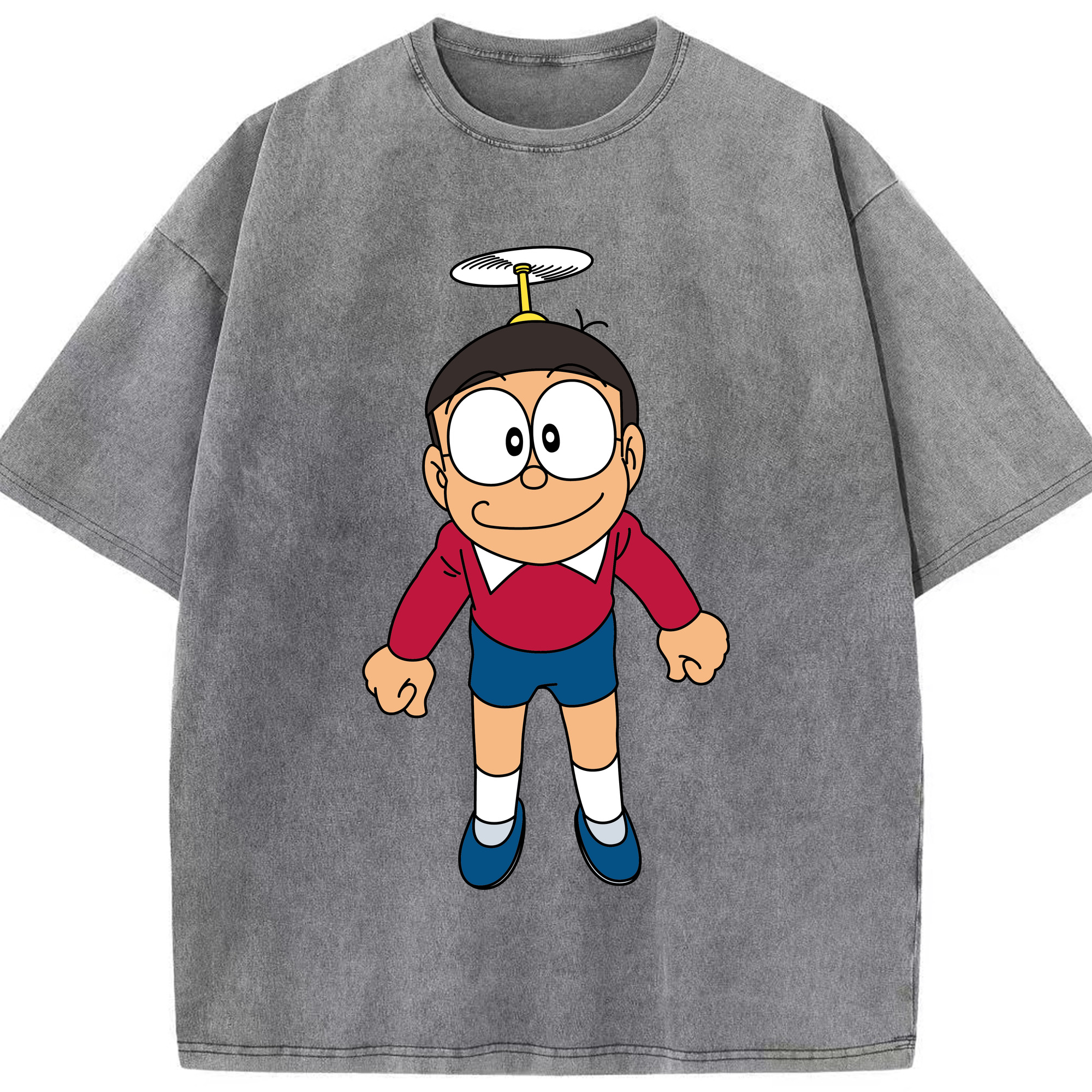 （画像用） ドラえもん 野比 のび太 Doraemon Nobita Nobi 綿100% ヴィンテージ風 半袖Tシャツ（フロントプリント）