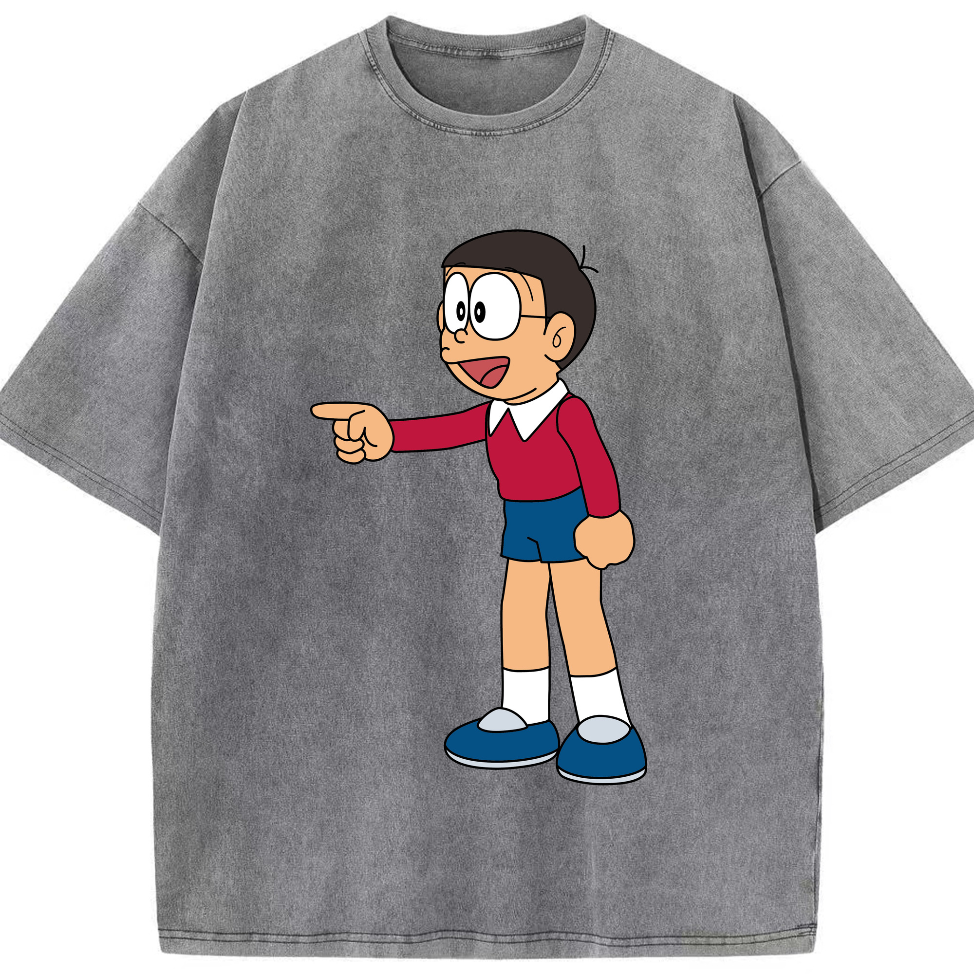 （画像用） ドラえもん 野比 のび太 Doraemon Nobita Nobi 綿100% ヴィンテージ風 半袖Tシャツ（フロントプリント）