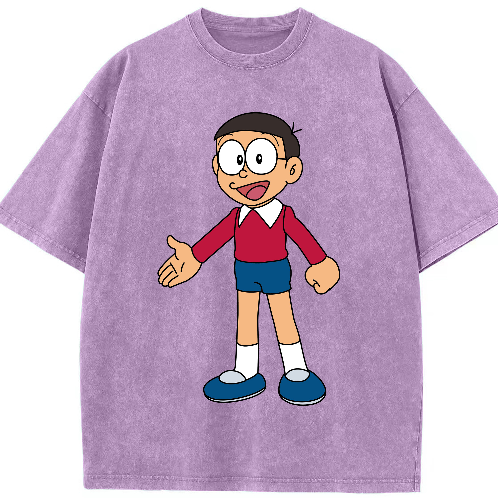 （画像用） ドラえもん 野比 のび太 Doraemon Nobita Nobi 綿100% ヴィンテージ風 半袖Tシャツ（フロントプリント）