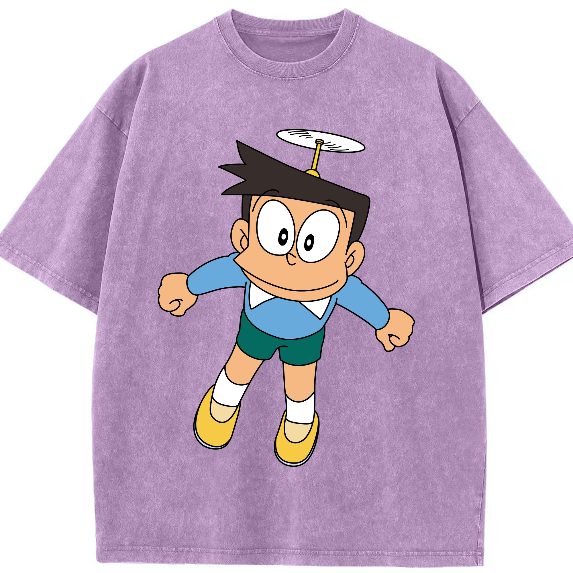 （画像用） ドラえもん 骨川 スネ夫 Doraemon Honekawa Suneo 綿100% ヴィンテージ風 半袖Tシャツ（フロントプリント）