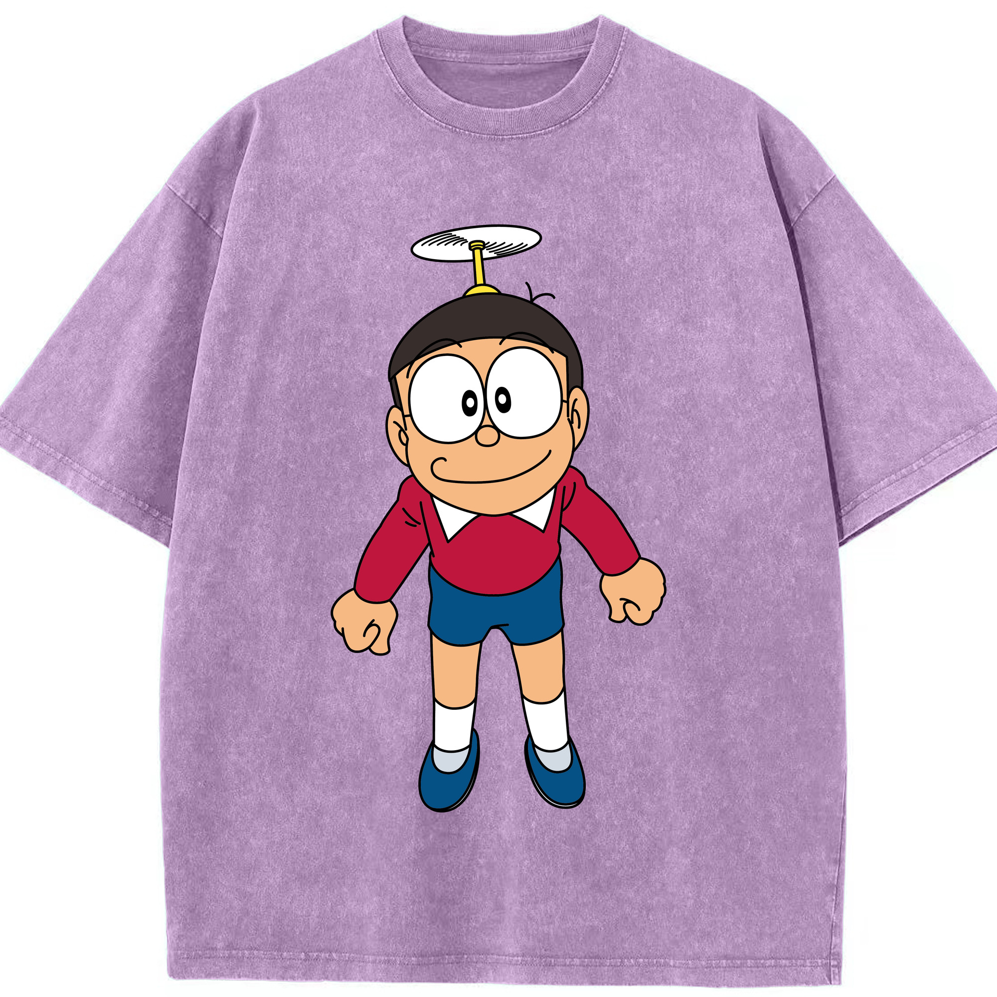 （画像用） ドラえもん 野比 のび太 Doraemon Nobita Nobi 綿100% ヴィンテージ風 半袖Tシャツ（フロントプリント）