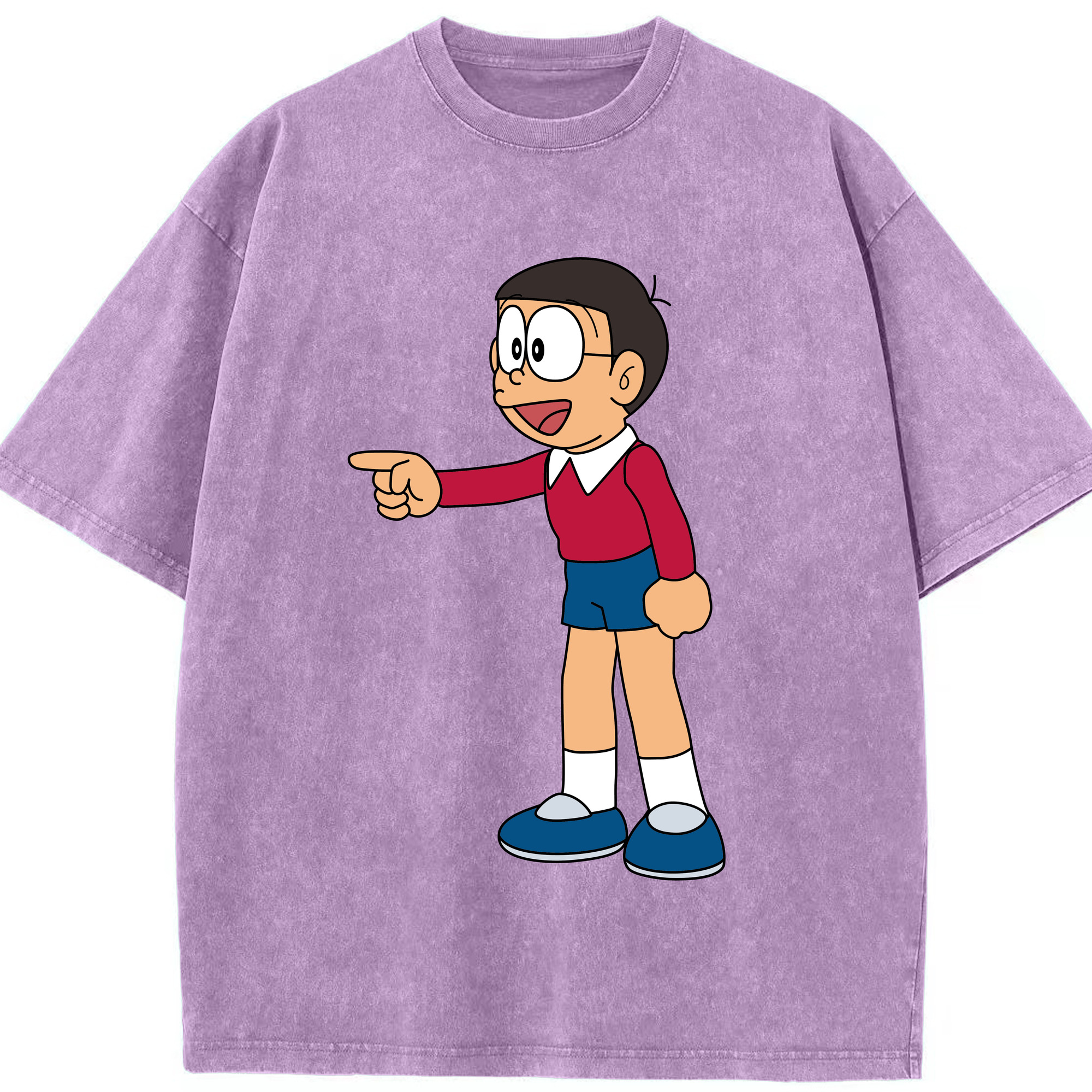 （画像用） ドラえもん 野比 のび太 Doraemon Nobita Nobi 綿100% ヴィンテージ風 半袖Tシャツ（フロントプリント）